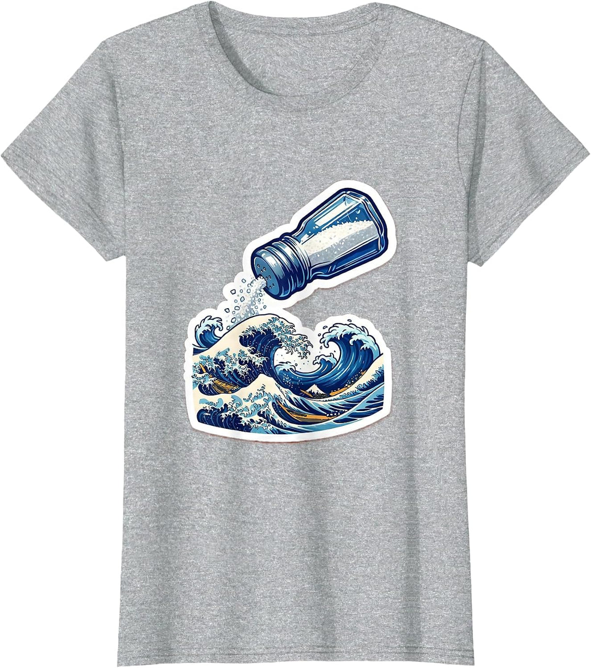 Salty Shaker Ocean Waves Graphic Tee T-Shirt - Heather Grey