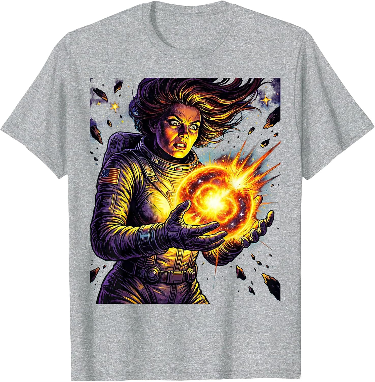 Men's Cosmic Embrace Supernova Illustration T-Shirt - Heather Grey