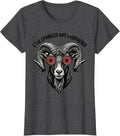 Women's Star Spangled And Unbothered Bold Goat Woodcut Engraving T-Shirt - Dark Heather Grey