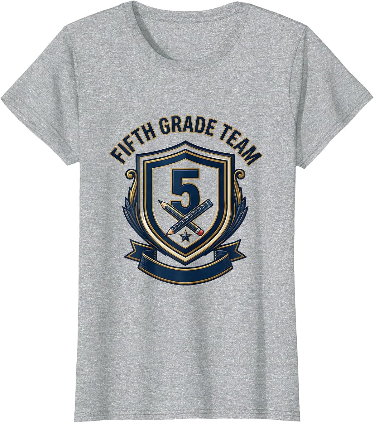 Fifth Grade Team Emblem Teacher Back To School Grade Level T-Shirt - Heather Grey