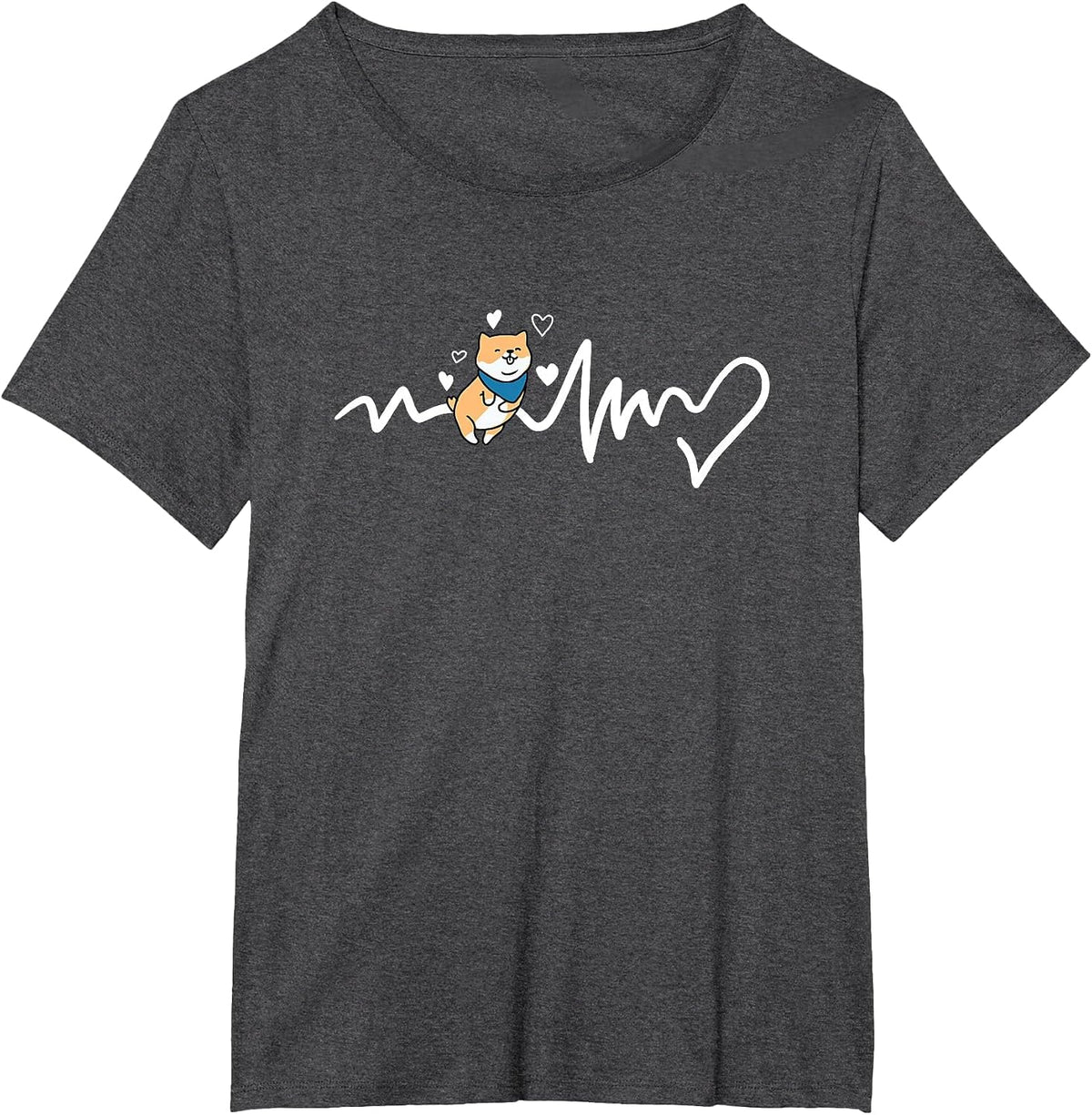 Shiba Inu Heartbeat T-Shirt - Dark Heather Grey