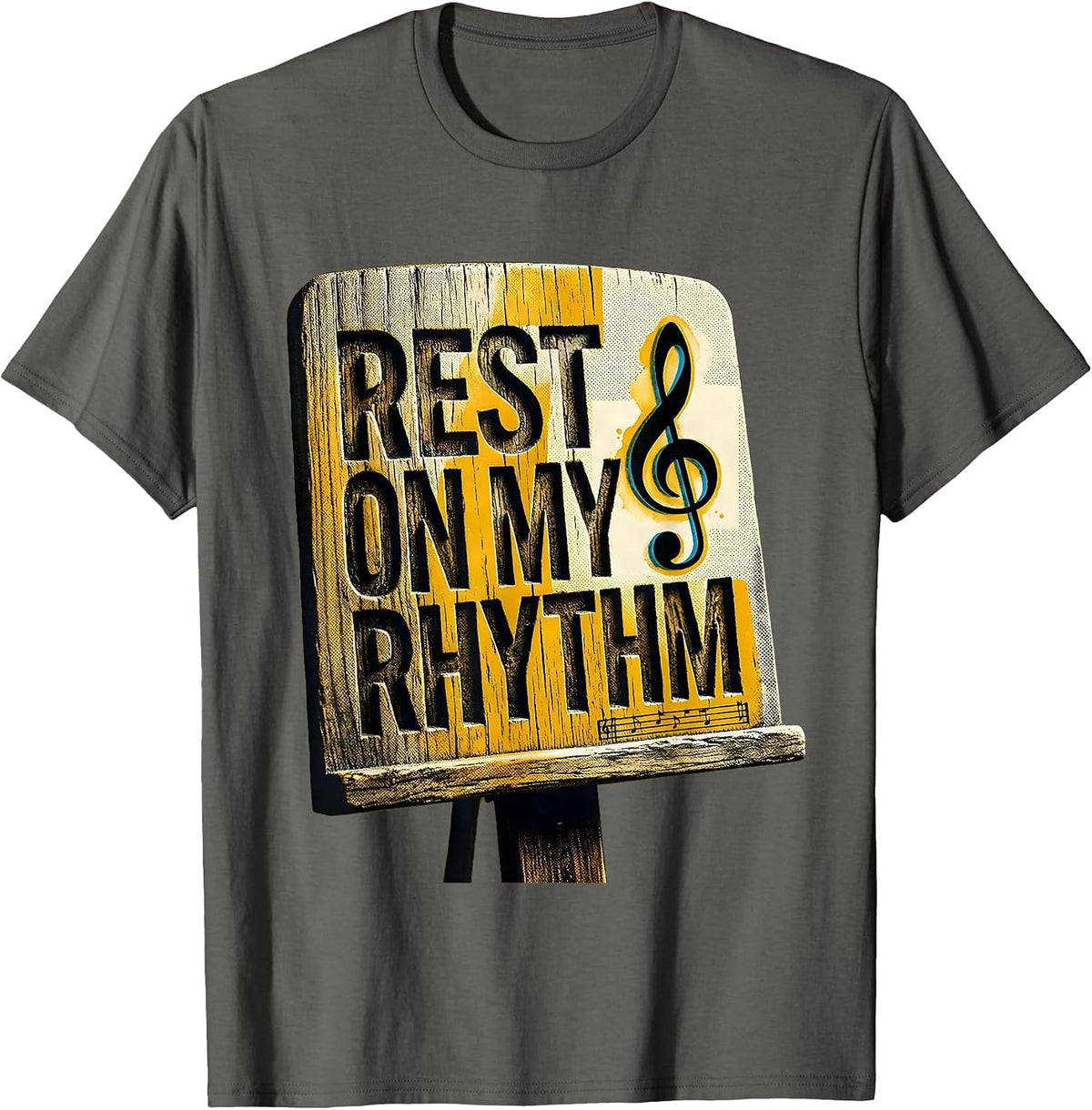 Rest On My Rhythm Vintage Music Teacher Classroom Identity T-Shirt - Asphalt Grey