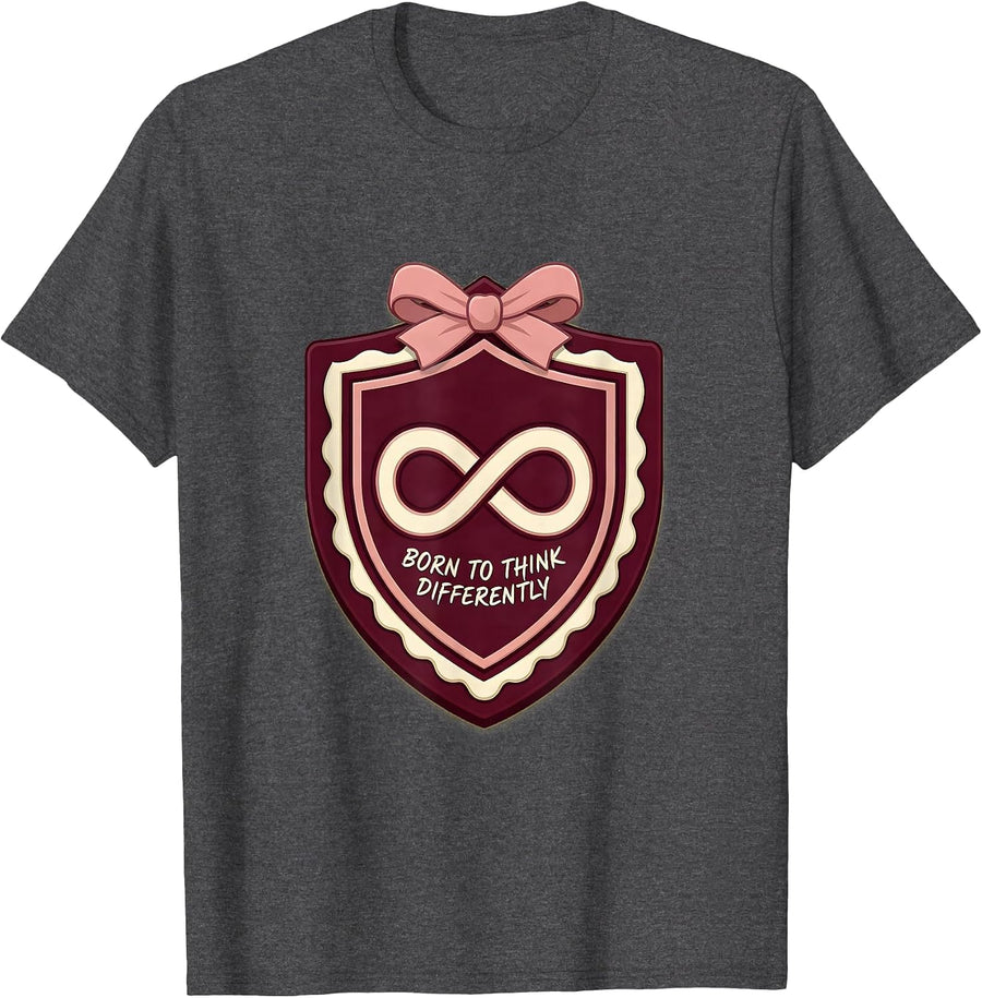 Men's Born to Think Differently Autism Awareness Design T-Shirt - Dark Heather Grey