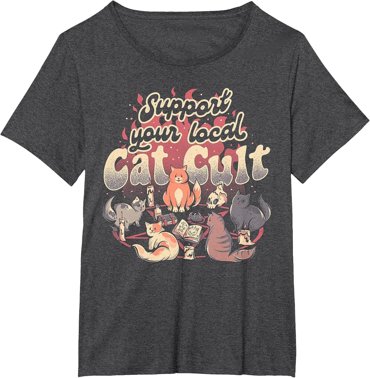 Support Your Local Cat Cult T-Shirt - Dark Heather Grey