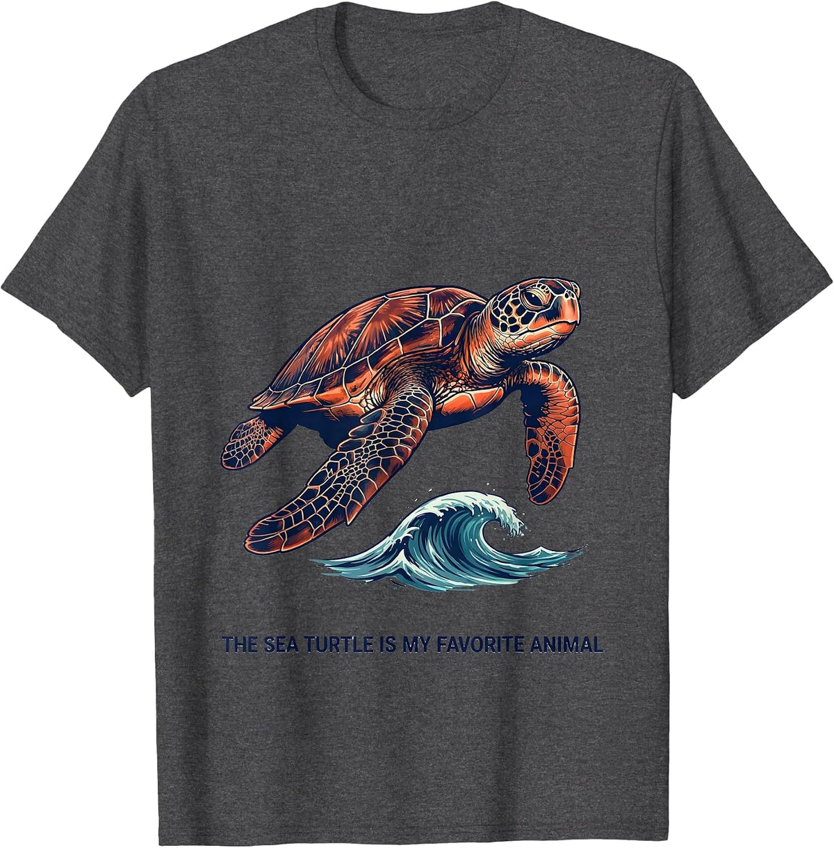 Men's The Sea Turtle Is My Favorite Animal Cute Sea Turtle Lover T-Shirt - Dark Heather Grey