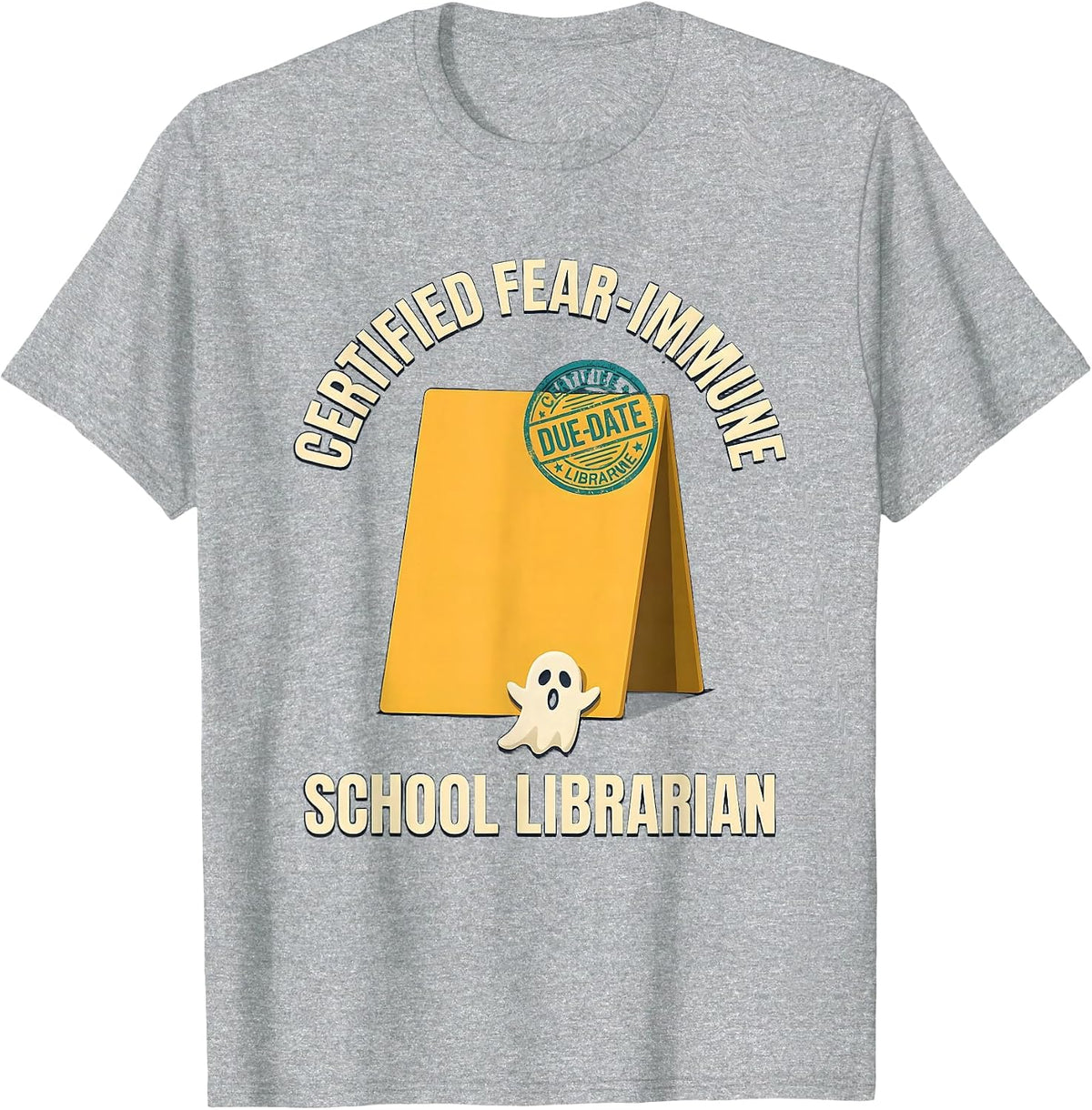 Men's Certified Fear-Immune: School Librarian Funny T-Shirt - Heather Grey