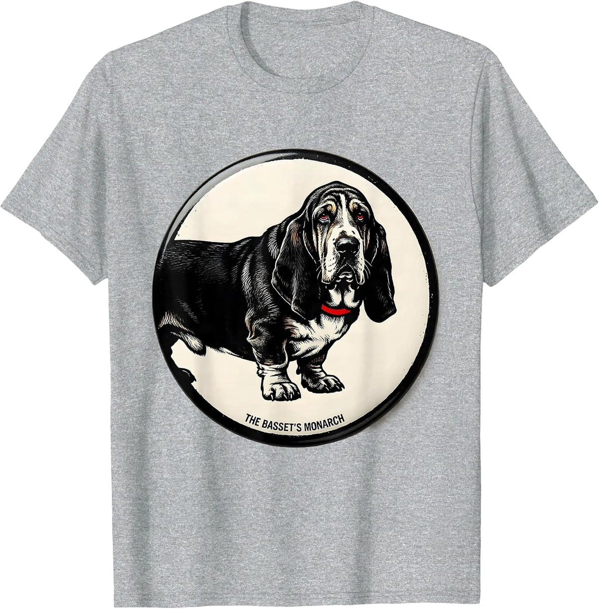 Men's The Basset's Monarch Funny Basset Hound Dog Owner Gift T-Shirt - Heather Grey