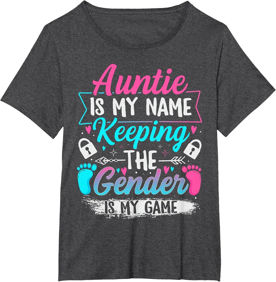Gender Reveal Design for a Keeper of the Gender Aunt T-Shirt - Dark Heather Grey