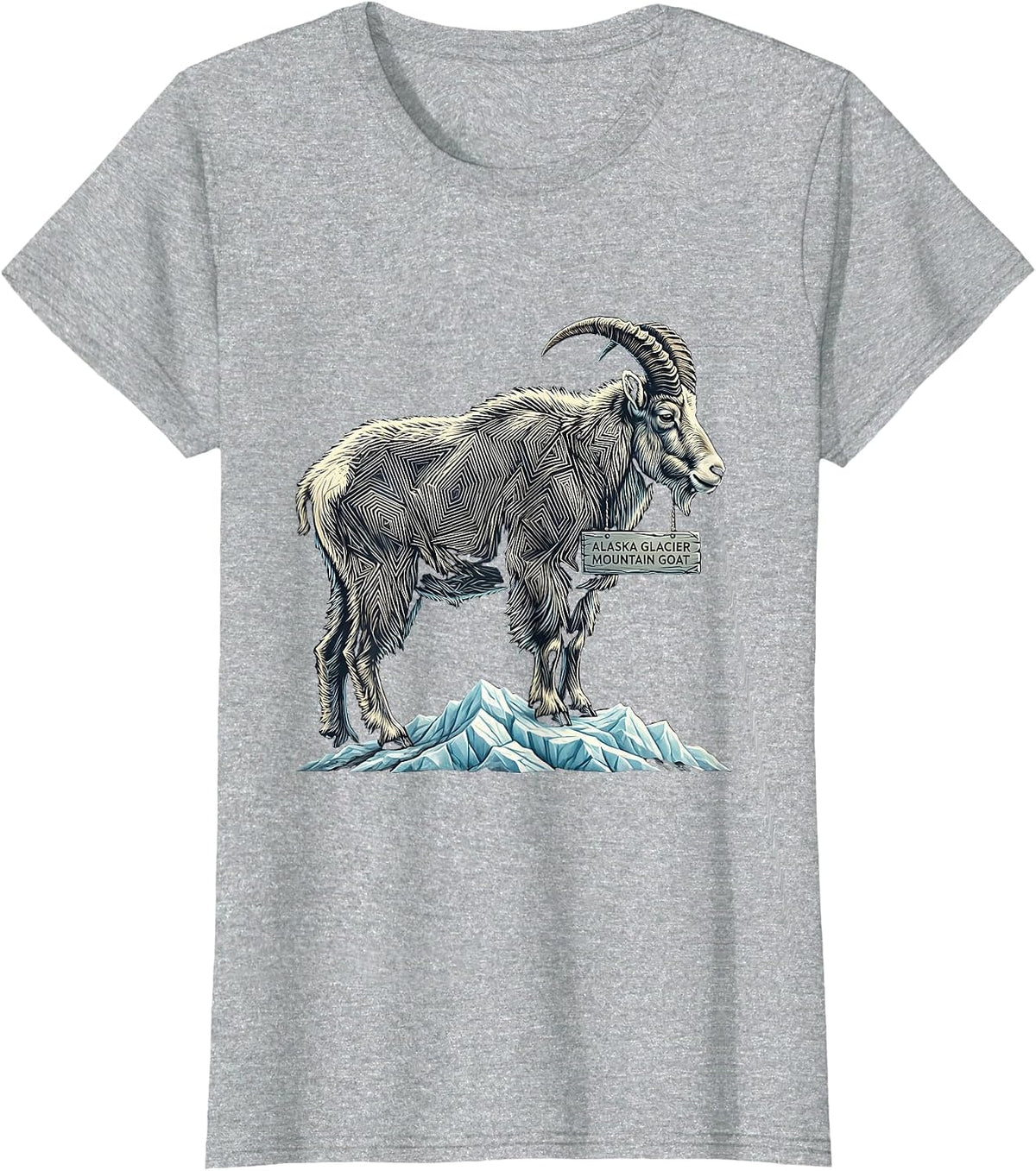Alaska Glacier Mountain Goat Vintage State Pride Wildlife T-Shirt - Heather Grey