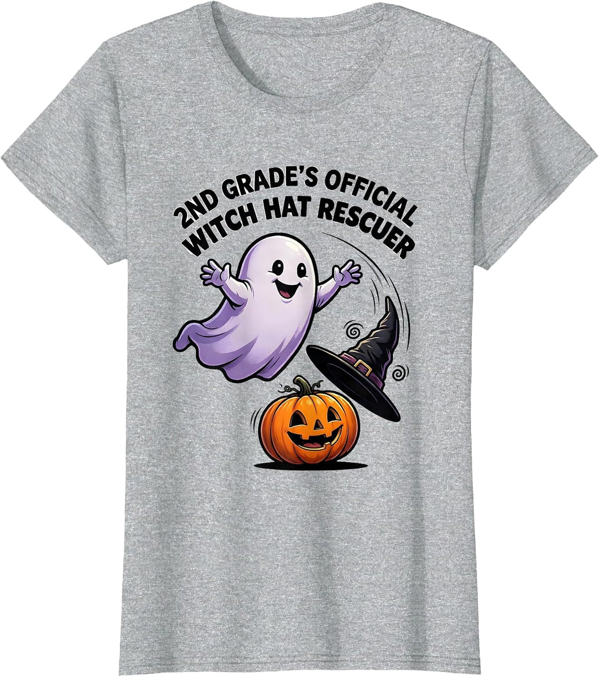 Women's 2nd Grade's Official Witch Hat Rescuer Spooky Second Grade T-Shirt - Heather Grey