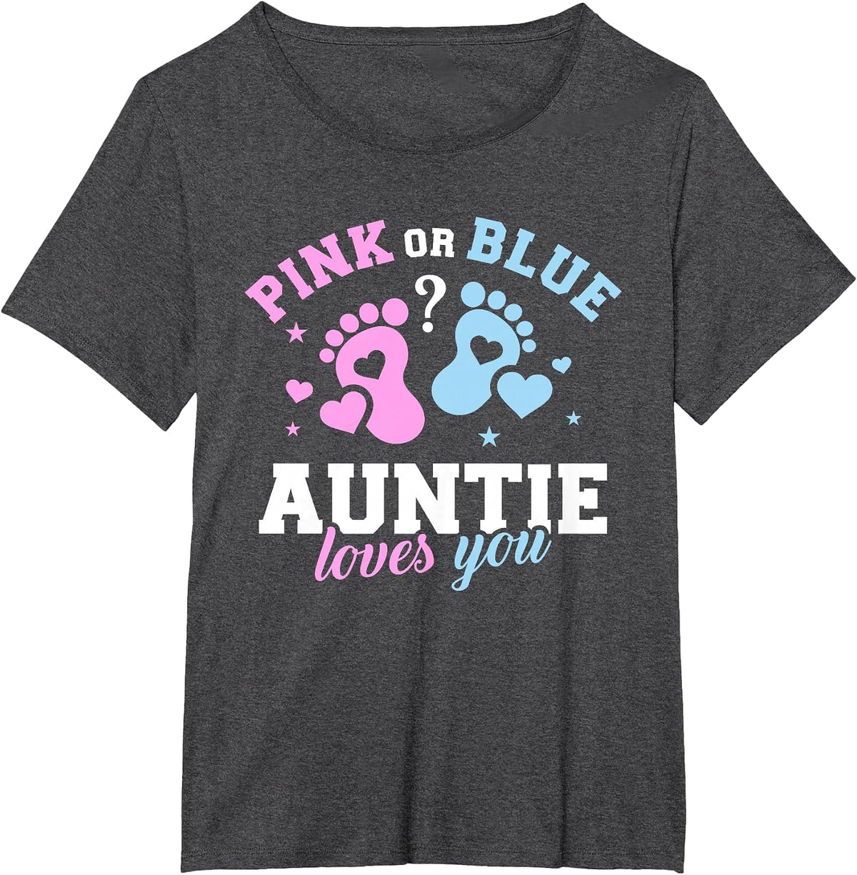 Gender Reveal Auntie Aunt T-Shirt - Dark Heather Grey