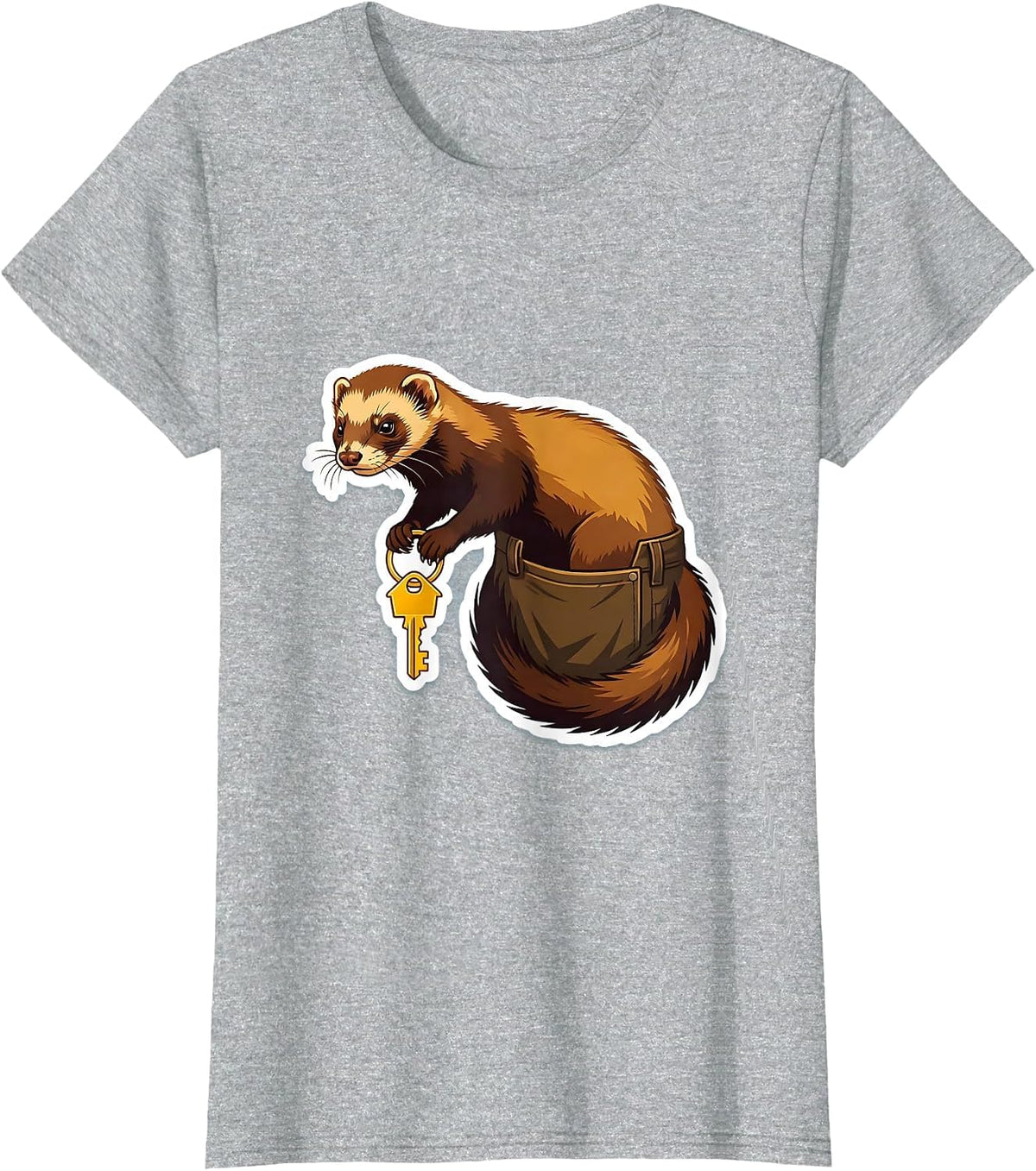 Women's Ferret Hauling Key Funny Ferret Lover Gift T-Shirt - Heather Grey