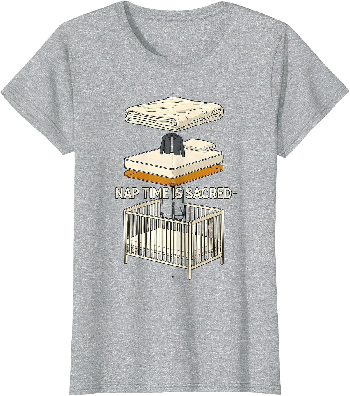 Nap Time Is Sacred Funny Daycare Teacher Childcare Provider T-Shirt - Heather Grey