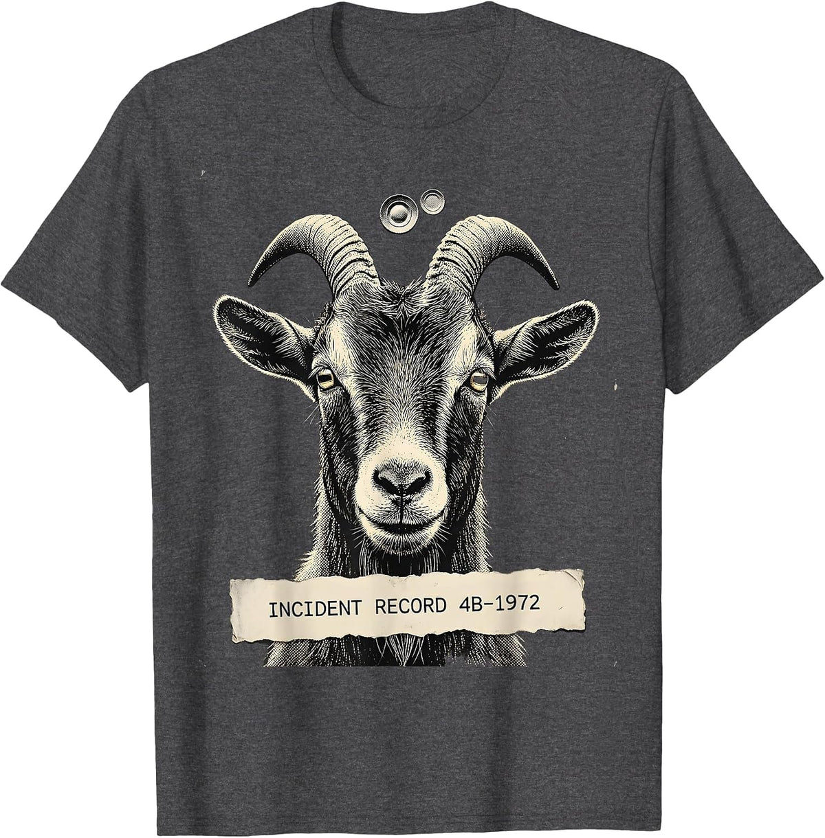 Men's Incident Record 4B-1972 Funny Goat UFO Alien Selfie Humor T-Shirt - Dark Heather Grey