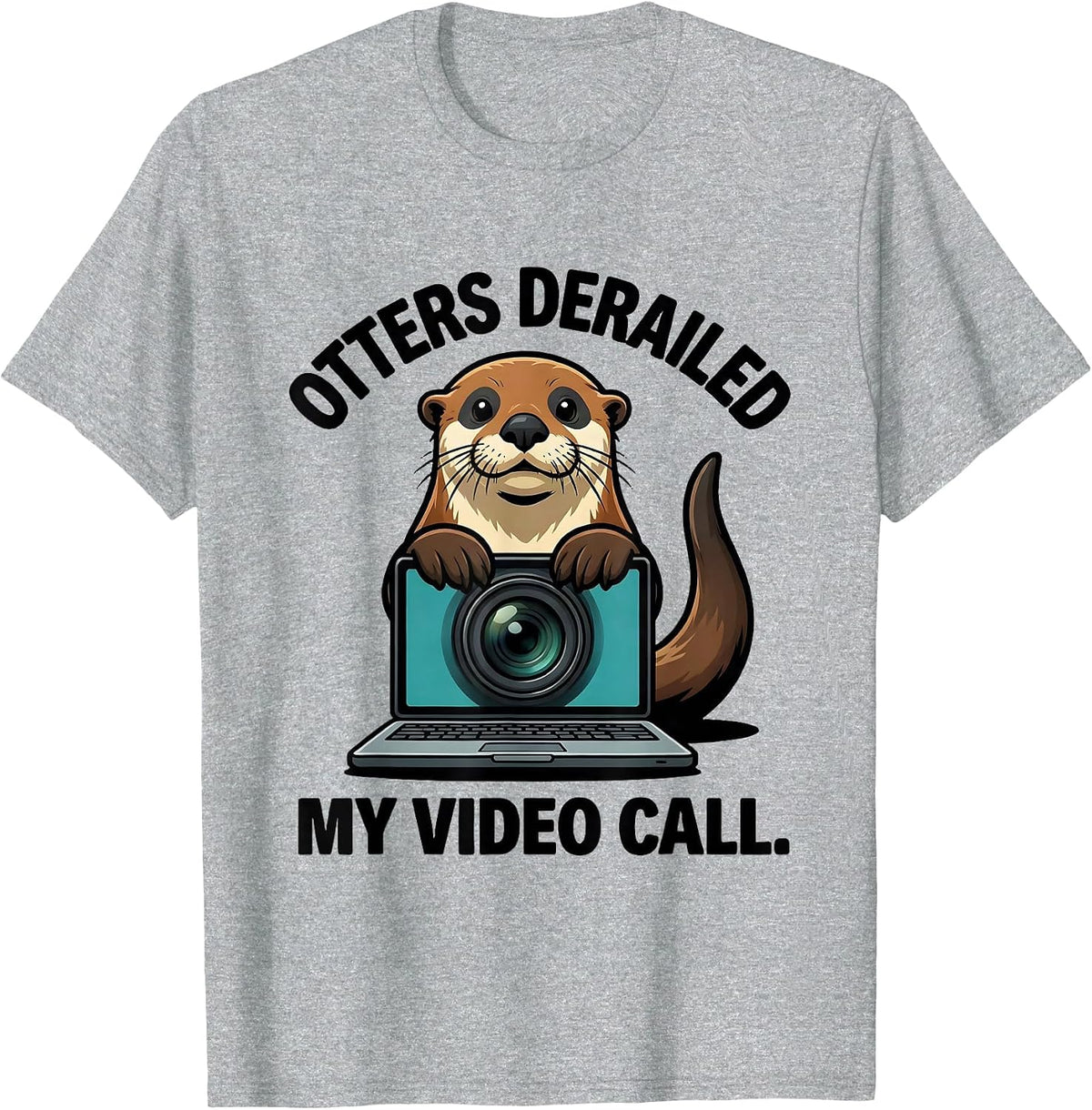 Men's Otters Derailed My Video Call Funny Otter Lover Humor T-Shirt - Heather Grey