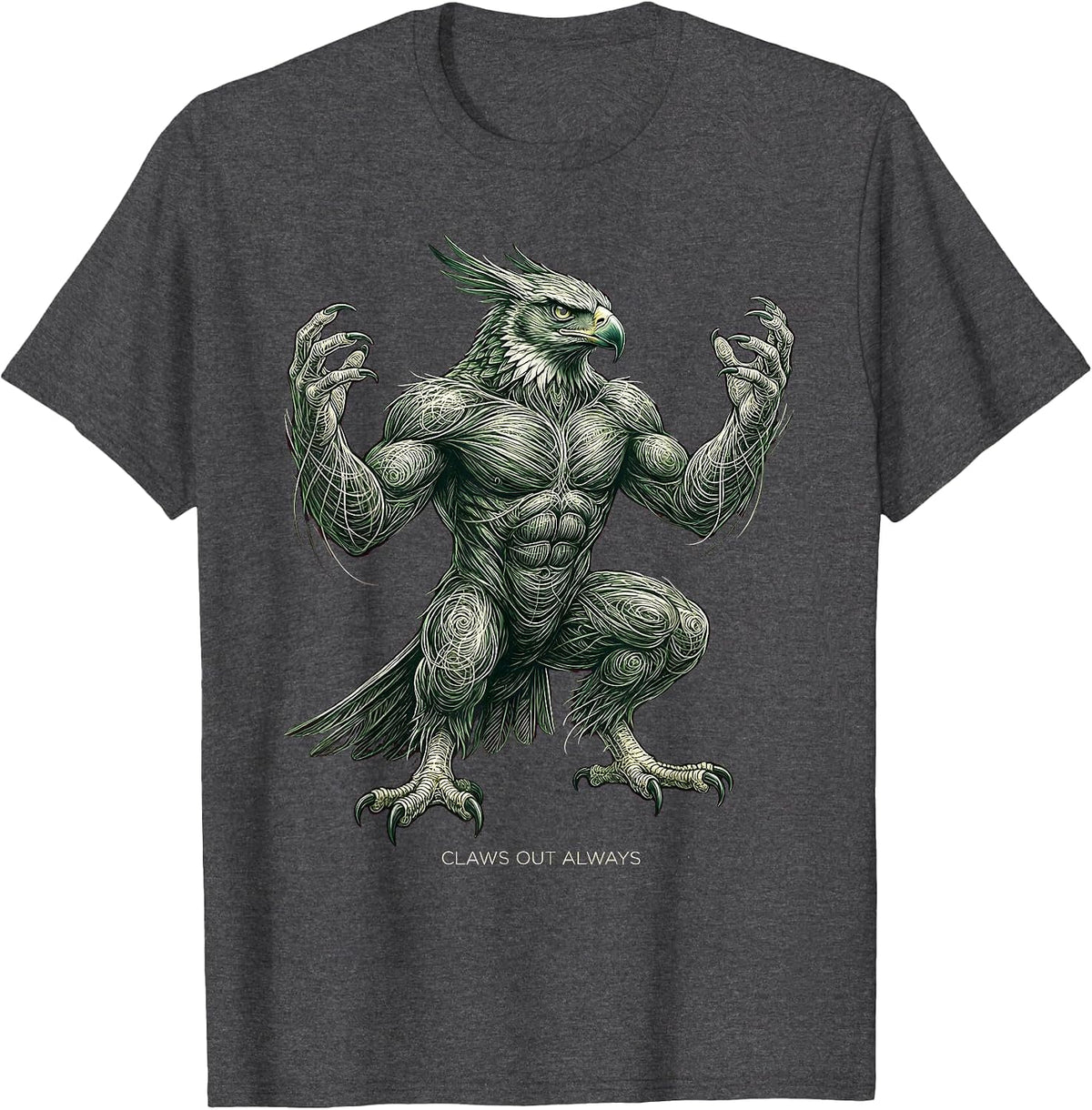 Men's Claws Out Always Fierce Dinosaur Design T-Shirt - Dark Heather Grey