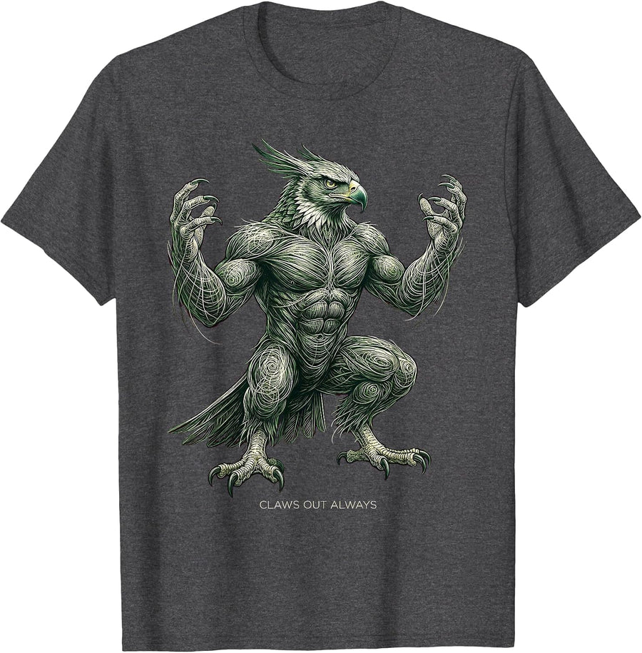 Men's Claws Out Always Fierce Dinosaur Design T-Shirt - Dark Heather Grey