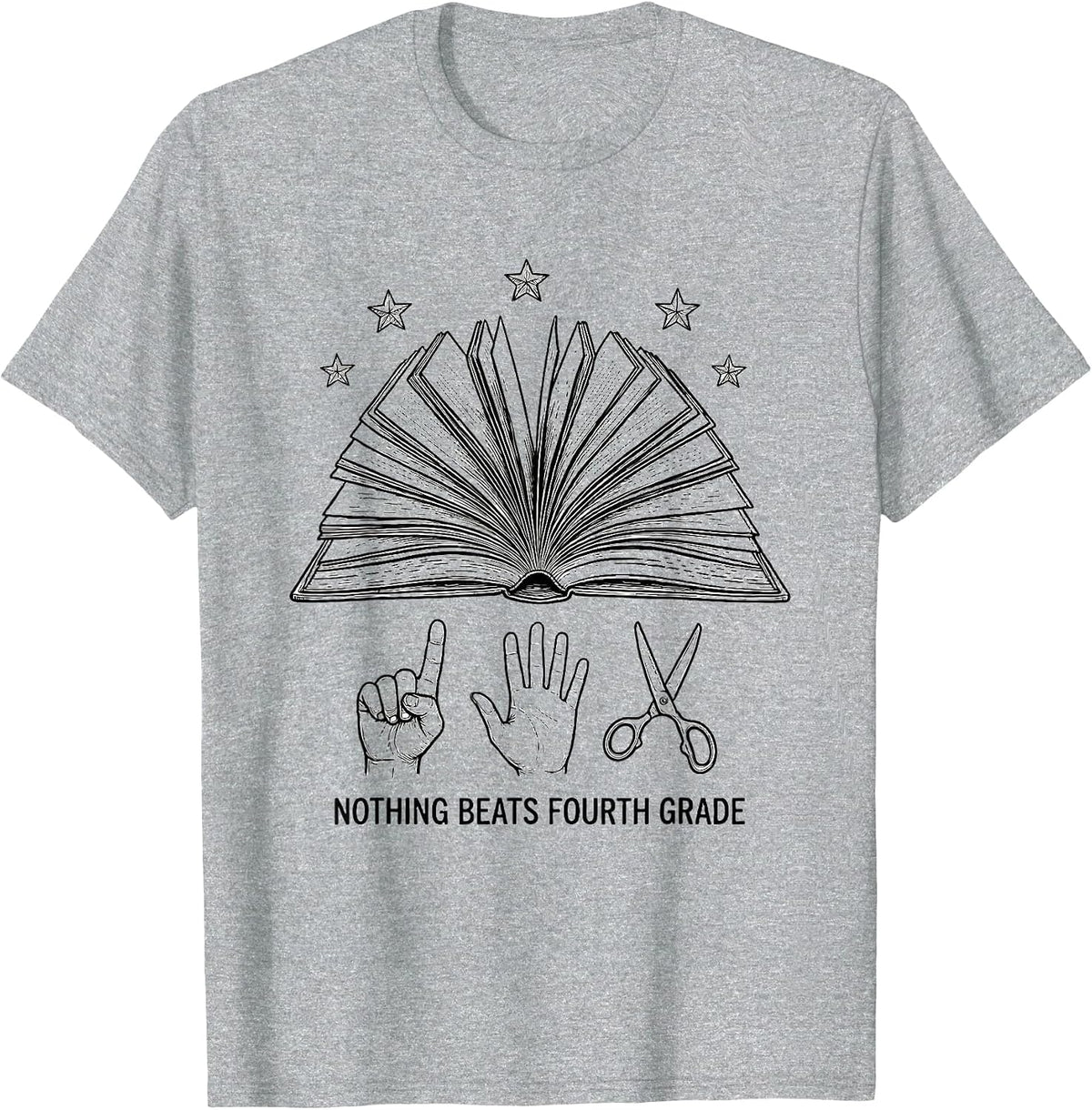 Men's Nothing Beats Fourth Grade Playful Humor School Pride Reader T-Shirt - Heather Grey