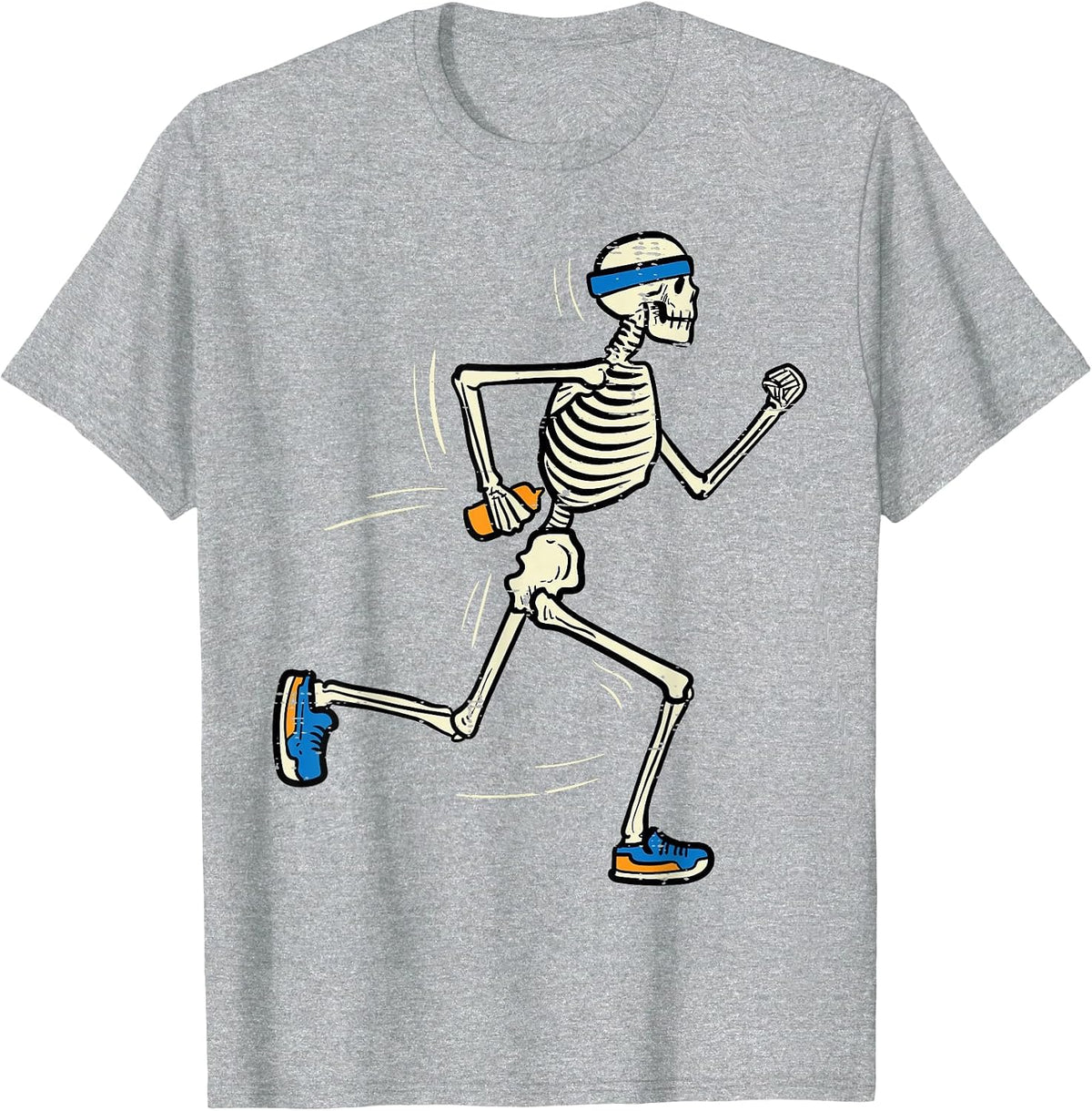 Halloween Skeleton Running Marathon Costume Men Women Kids T-Shirt - Heather Grey