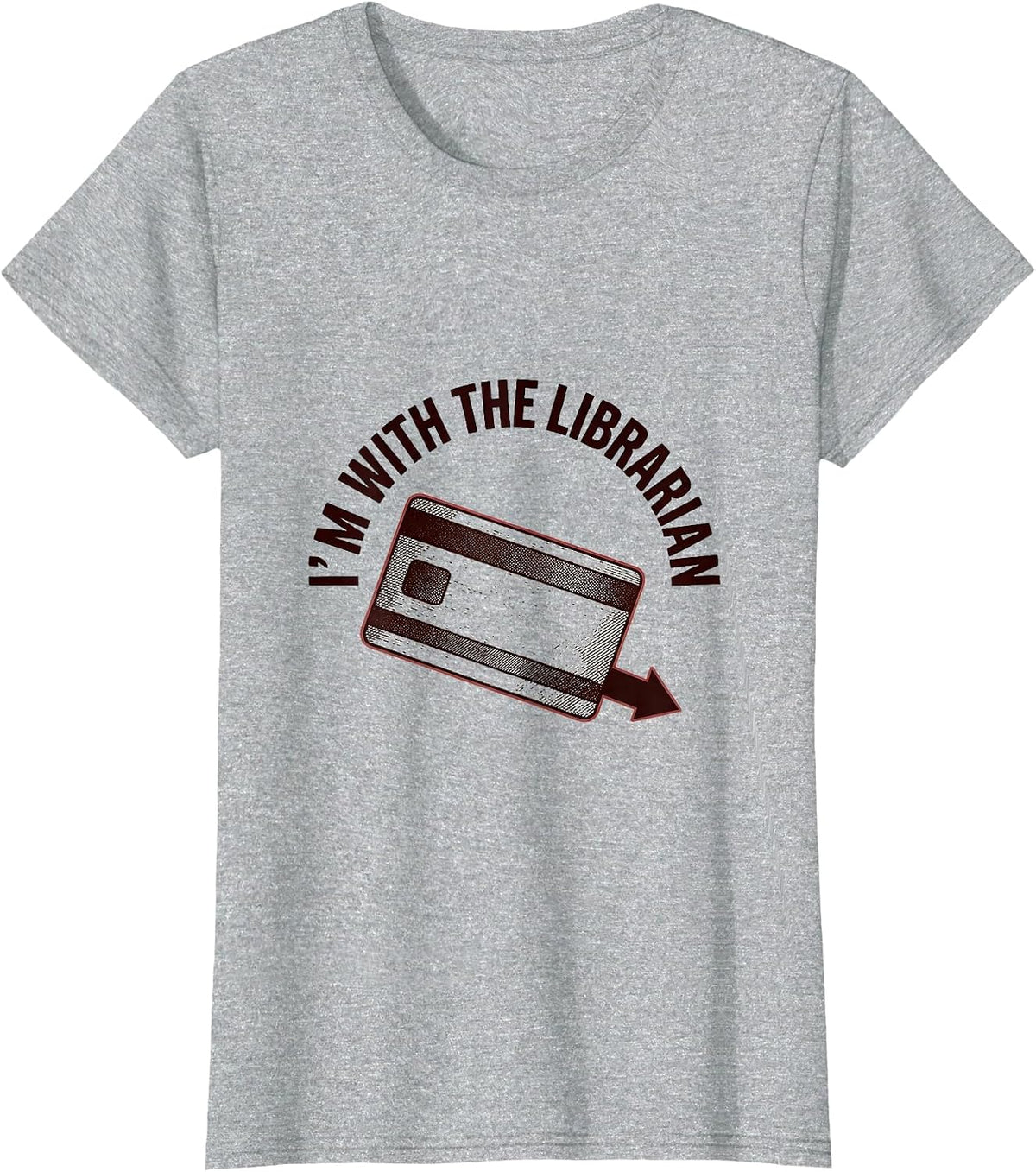 I'm With The Librarian Crosshatch Etching Halloween Group T-Shirt - Heather Grey