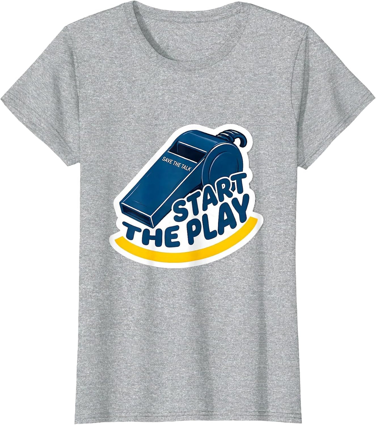 Women's Save the Talk, Start the Play PE Teacher Back To School Gym T-Shirt - Heather Grey