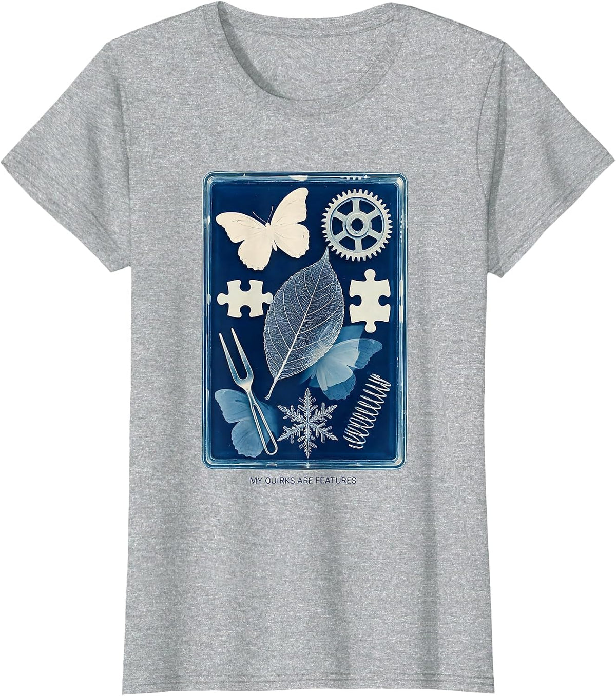 My Quirks Are Features Autism Awareness Design T-Shirt - Heather Grey
