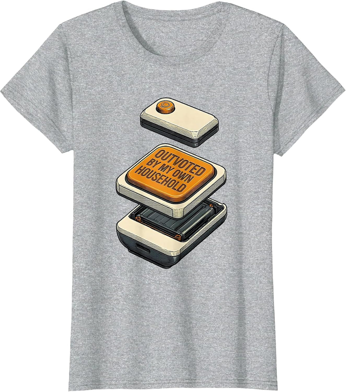 Outvoted By My Own Household Funny Family Sarcasm Dad Gift T-Shirt - Heather Grey