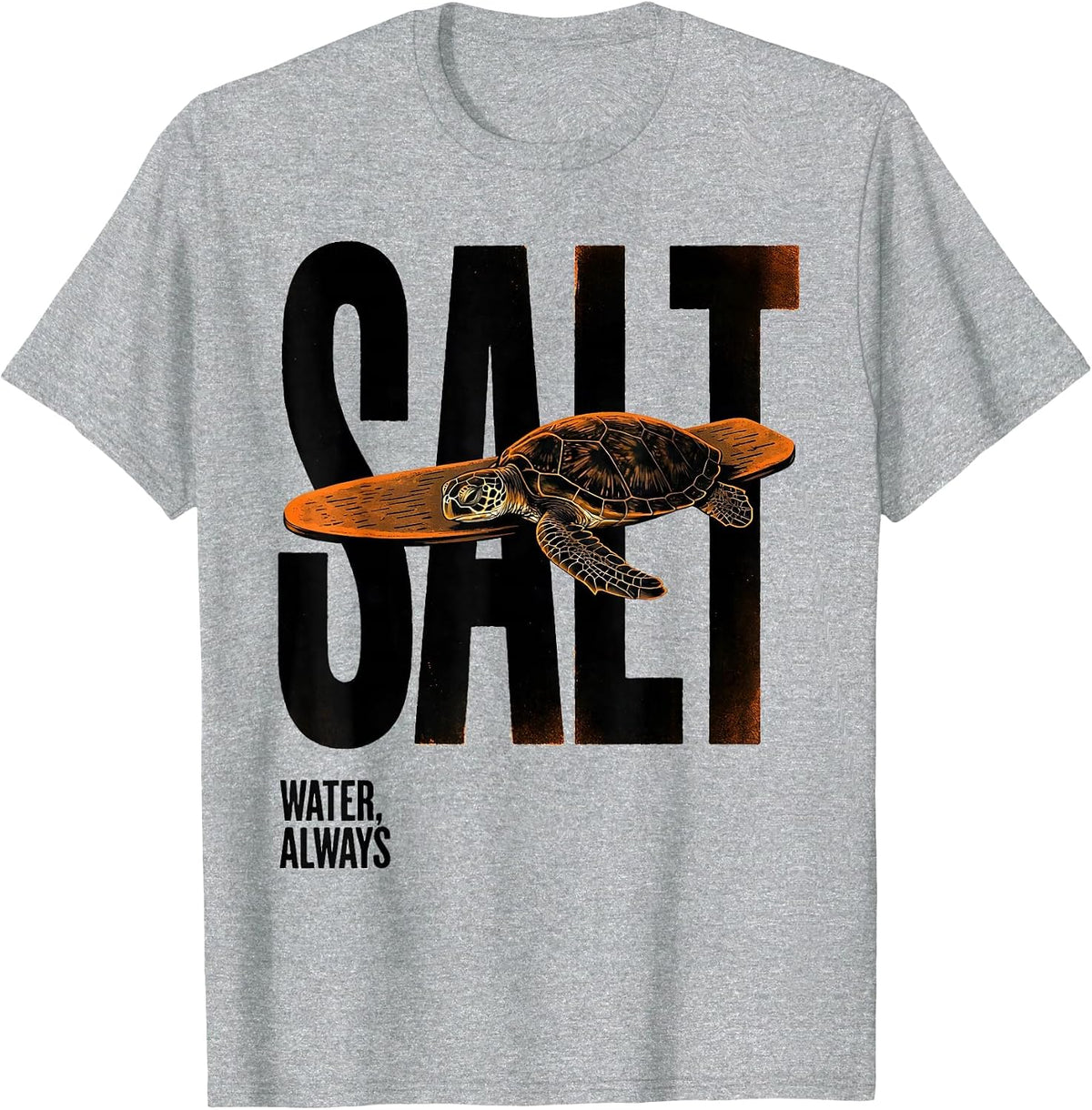Men's Salt Water, Always Sea Turtle Ocean Animal Lover T-Shirt - Heather Grey