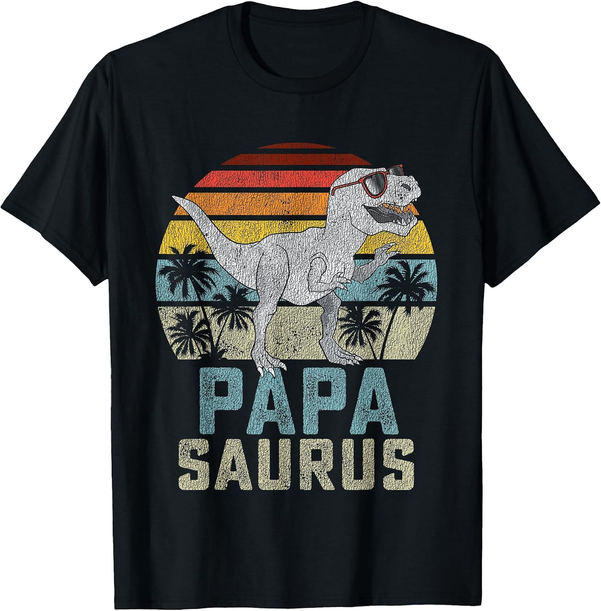 Papasaurus T Rex Dinosaur Papa Saurus Family Matching T-Shirt - Black