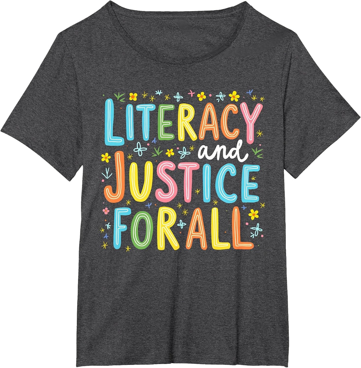 Literacy and Justice for All Protect Banned Books Library T-Shirt - Dark Heather Grey