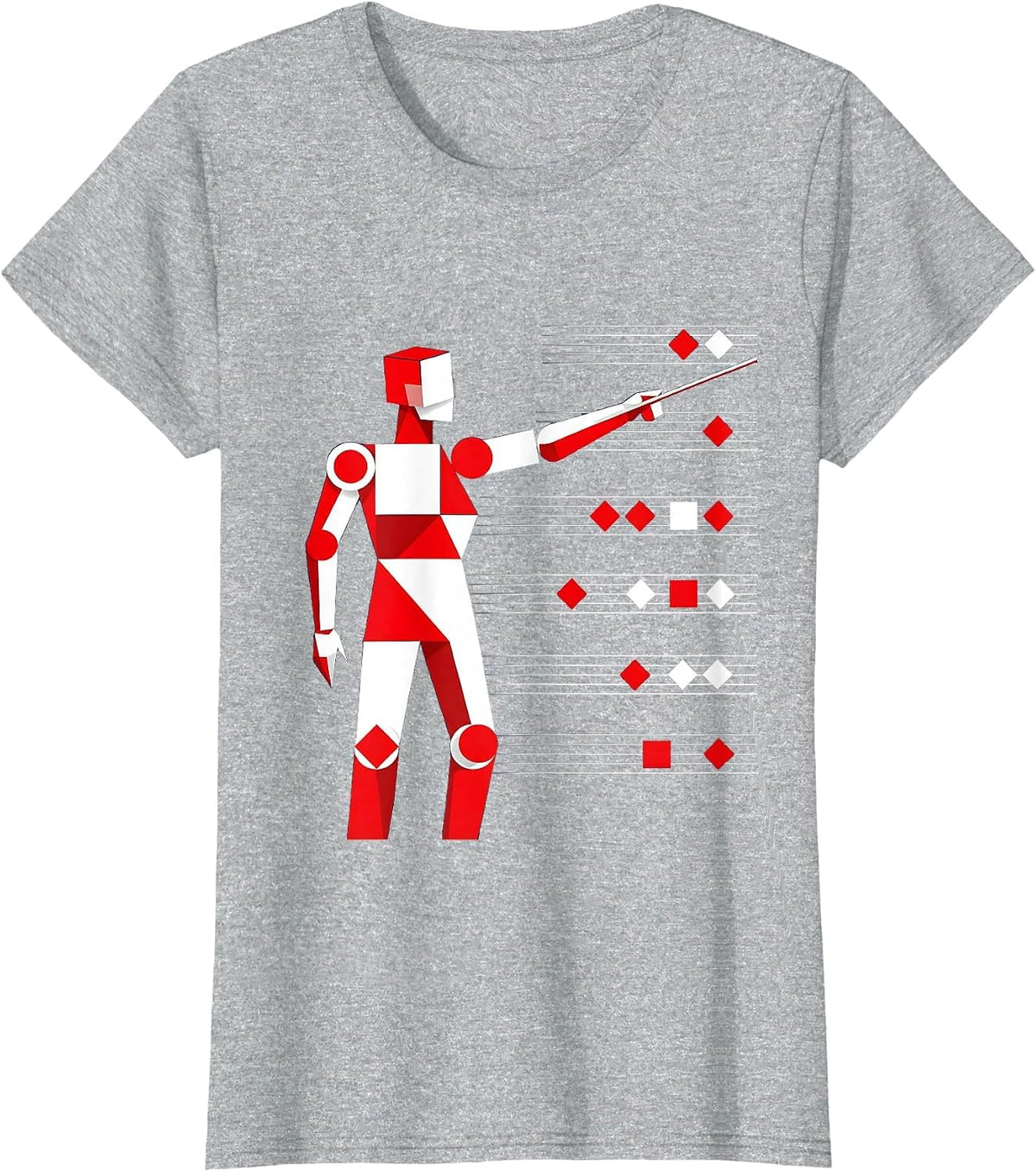 Music Teacher Chalkboard Staff Illustration T-Shirt - Heather Grey
