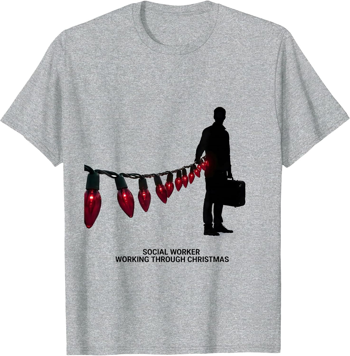 Men's Social Worker, Working Through Christmas Funny T-Shirt - Heather Grey