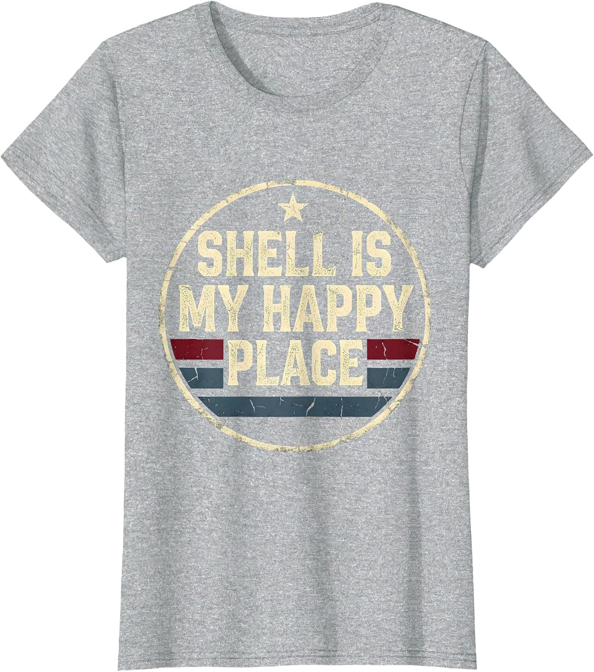 Shell Is My Happy Place Turtle Lover Design T-Shirt - Heather Grey