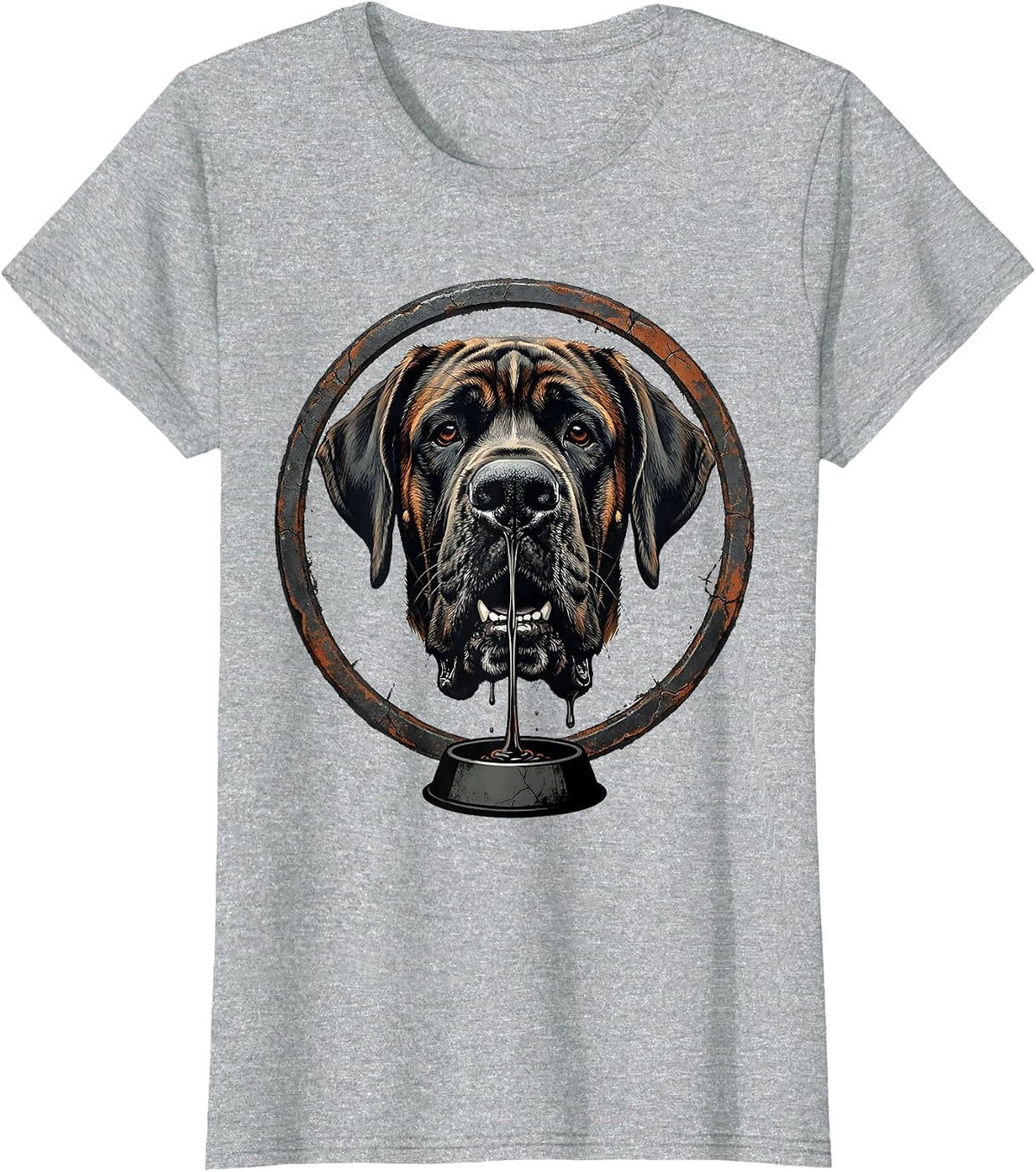Great Dane Jowls Drool Distressed Dog Lover Humor T-Shirt - Heather Grey