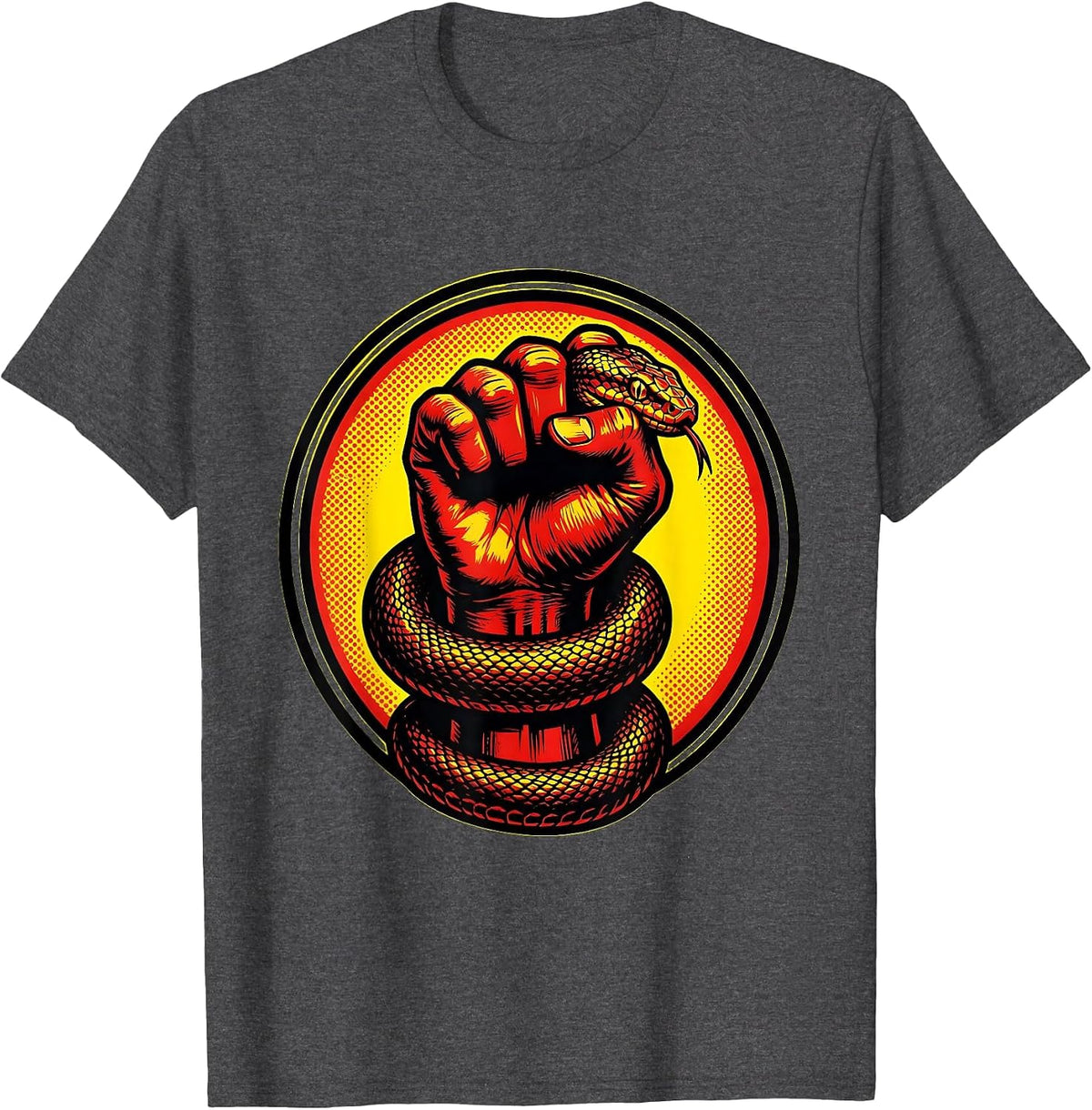 Snake Fist Rock Paper Scissors Graphic T-Shirt - Dark Heather Grey