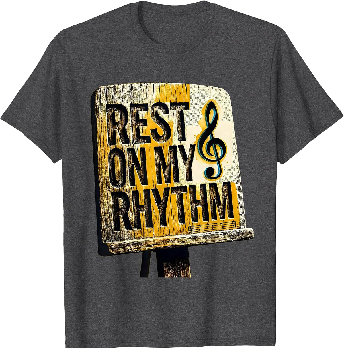 Rest On My Rhythm Vintage Music Teacher Classroom Identity T-Shirt - Dark Heather Grey