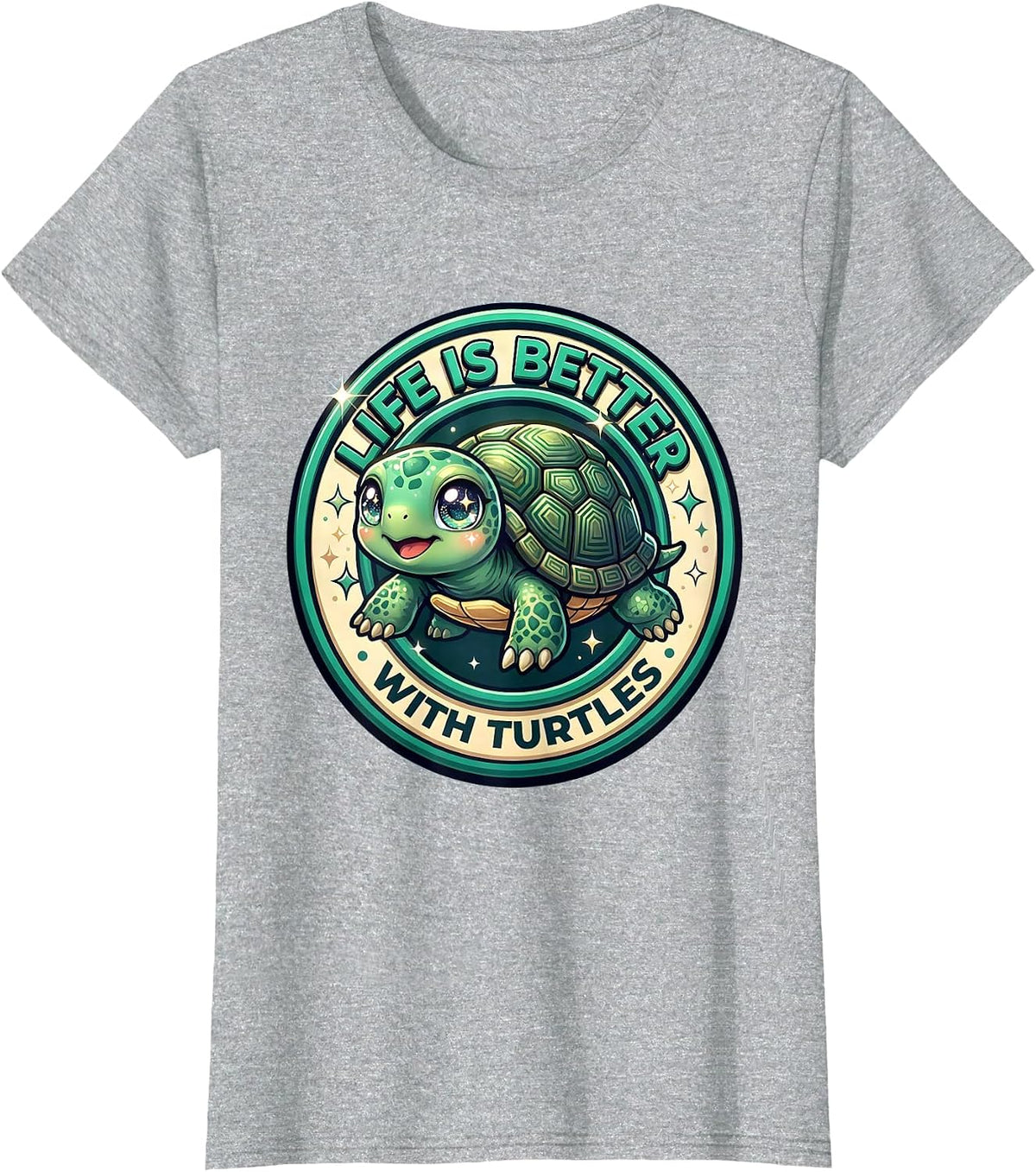 Life Is Better With Turtles Nature Lover Design T-Shirt - Heather Grey