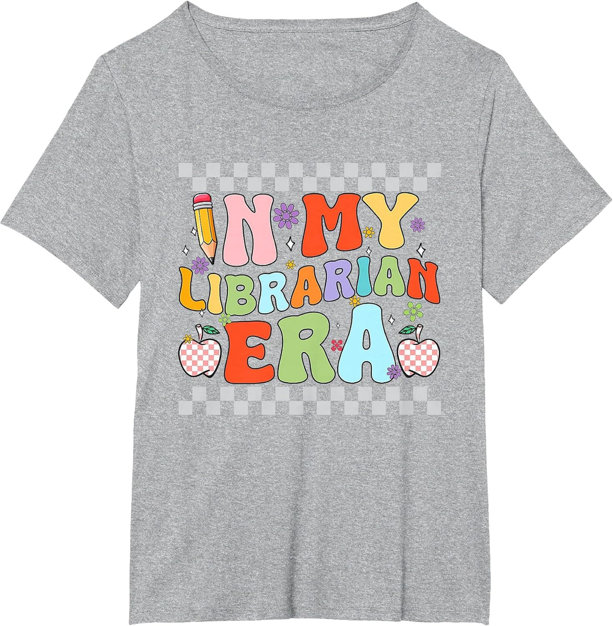 Retro Groovy in My Librarian Era Back to School Bookworm T-Shirt - Heather Grey