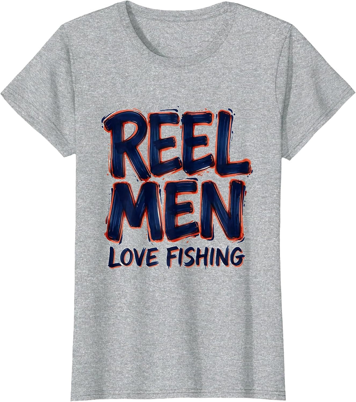 Reel Men Love Fishing Graphic Design T-Shirt - Heather Grey