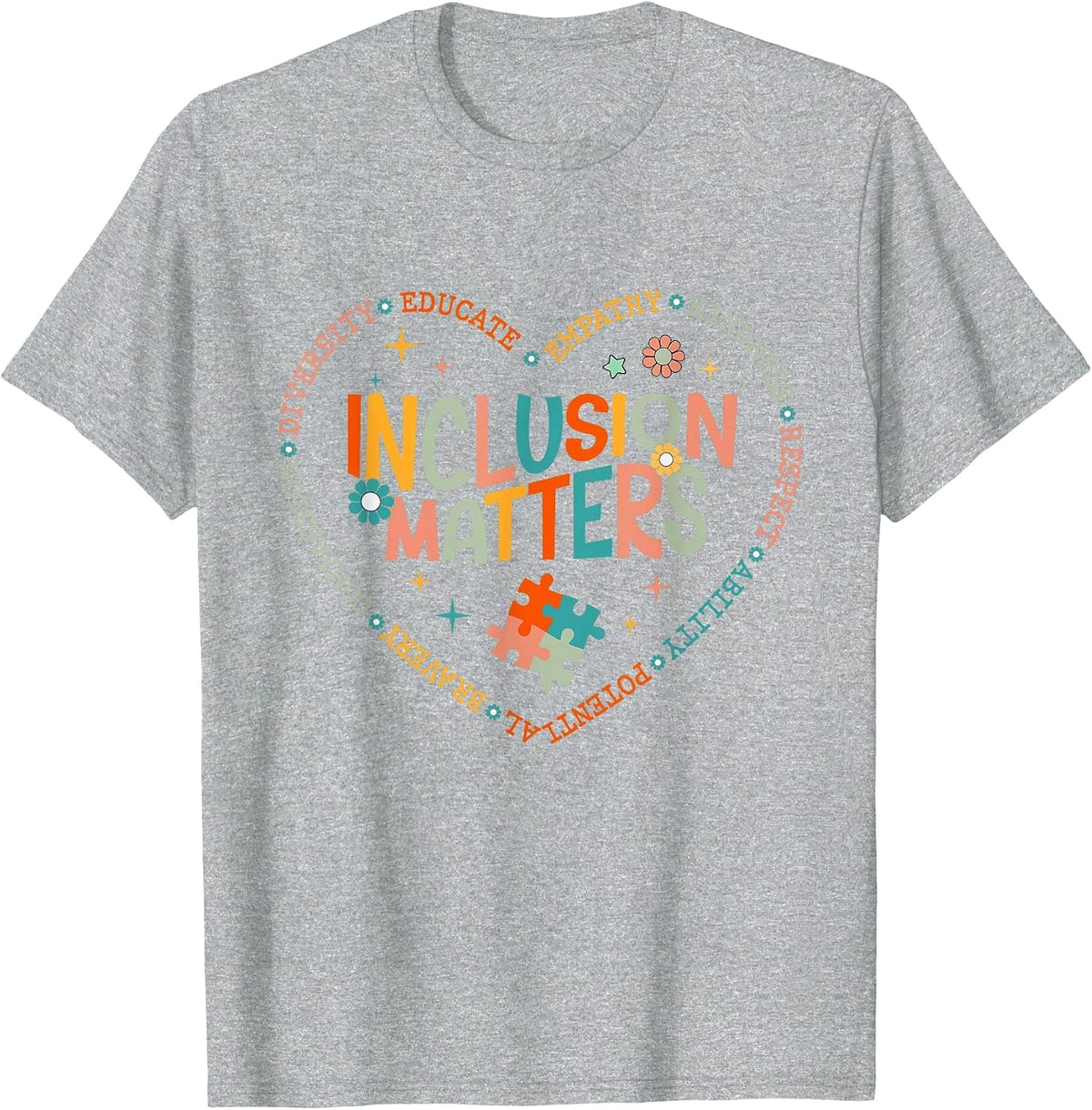 Inclusion Matters Autism Awareness T-Shirt - Heather Grey