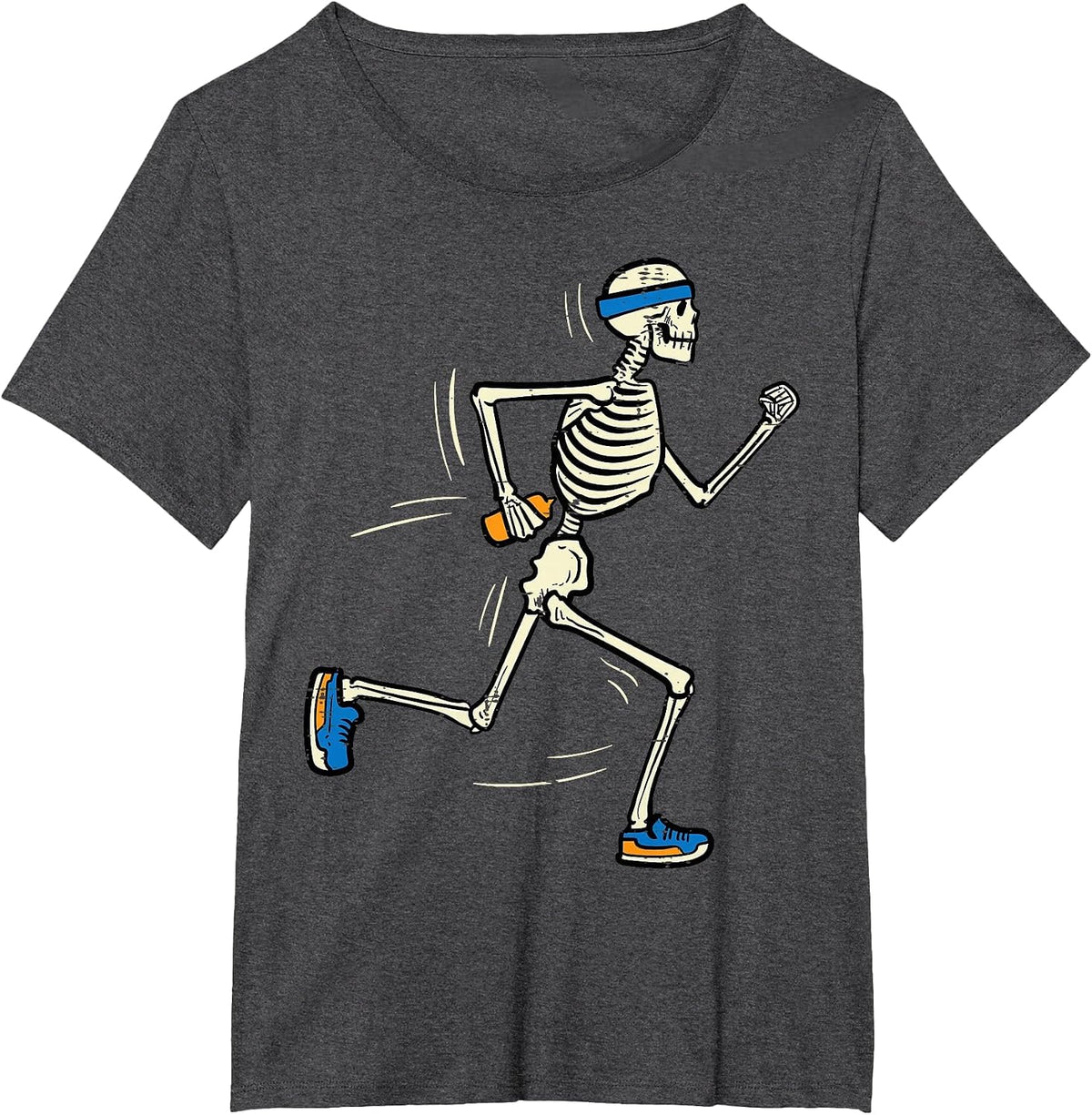 Halloween Skeleton Running Marathon Costume Men Women Kids T-Shirt - Dark Heather Grey