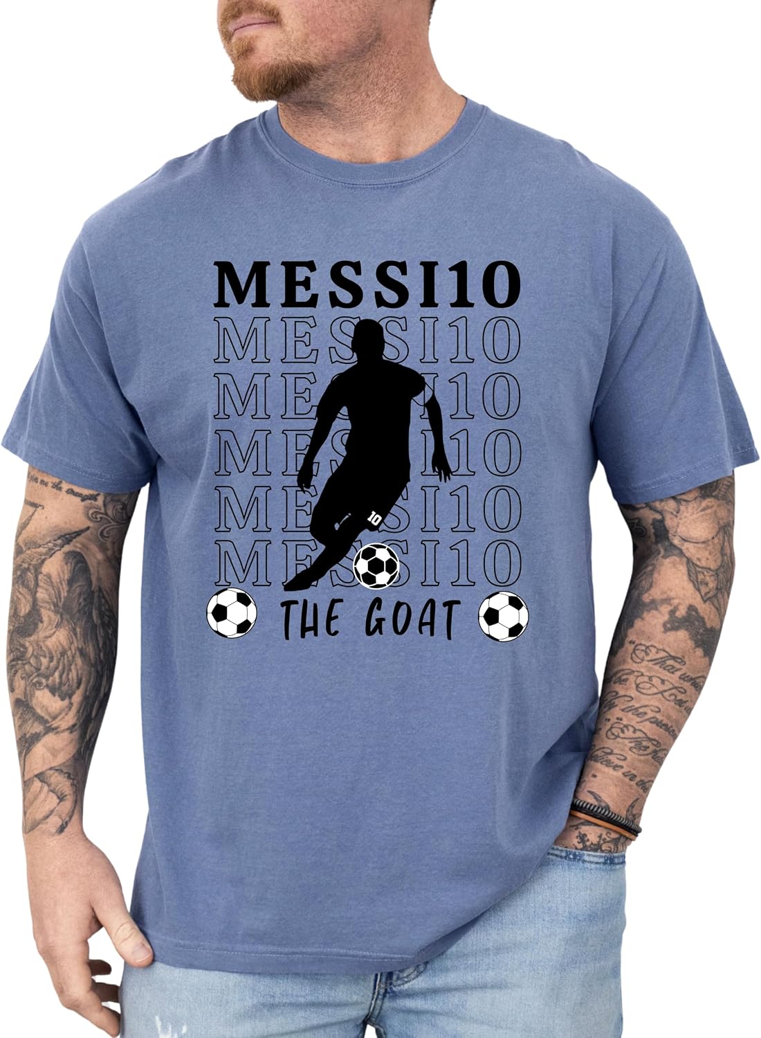 Goat 10 Icon T-Shirt | A Living Legend Graphic Tee | Fan Tribute Top for Men & Women Supporters - Blue Jean