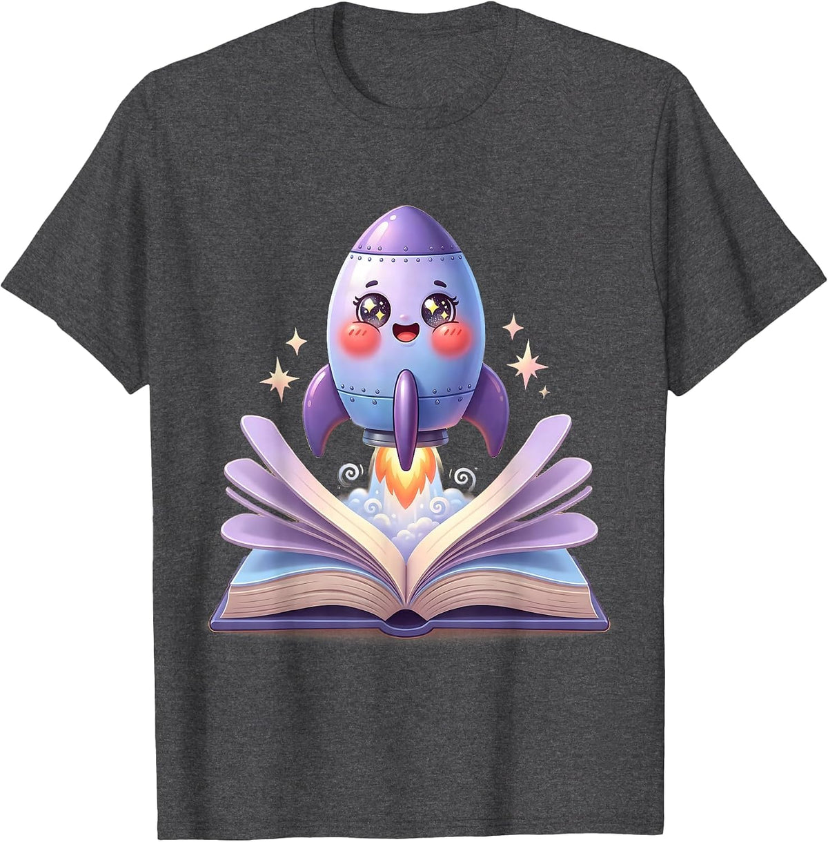 ADHD Awareness Rocket Book Launch Illustration T-Shirt - Dark Heather Grey