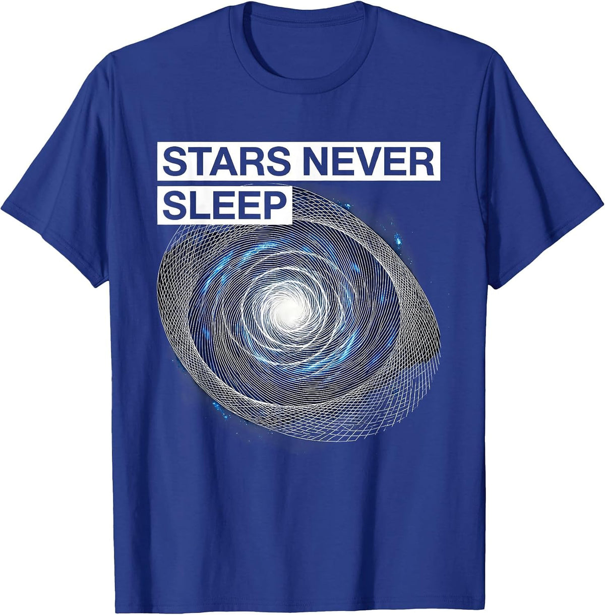 Men's Stars Never Sleep Galaxy Space Design T-Shirt - Royal Blue