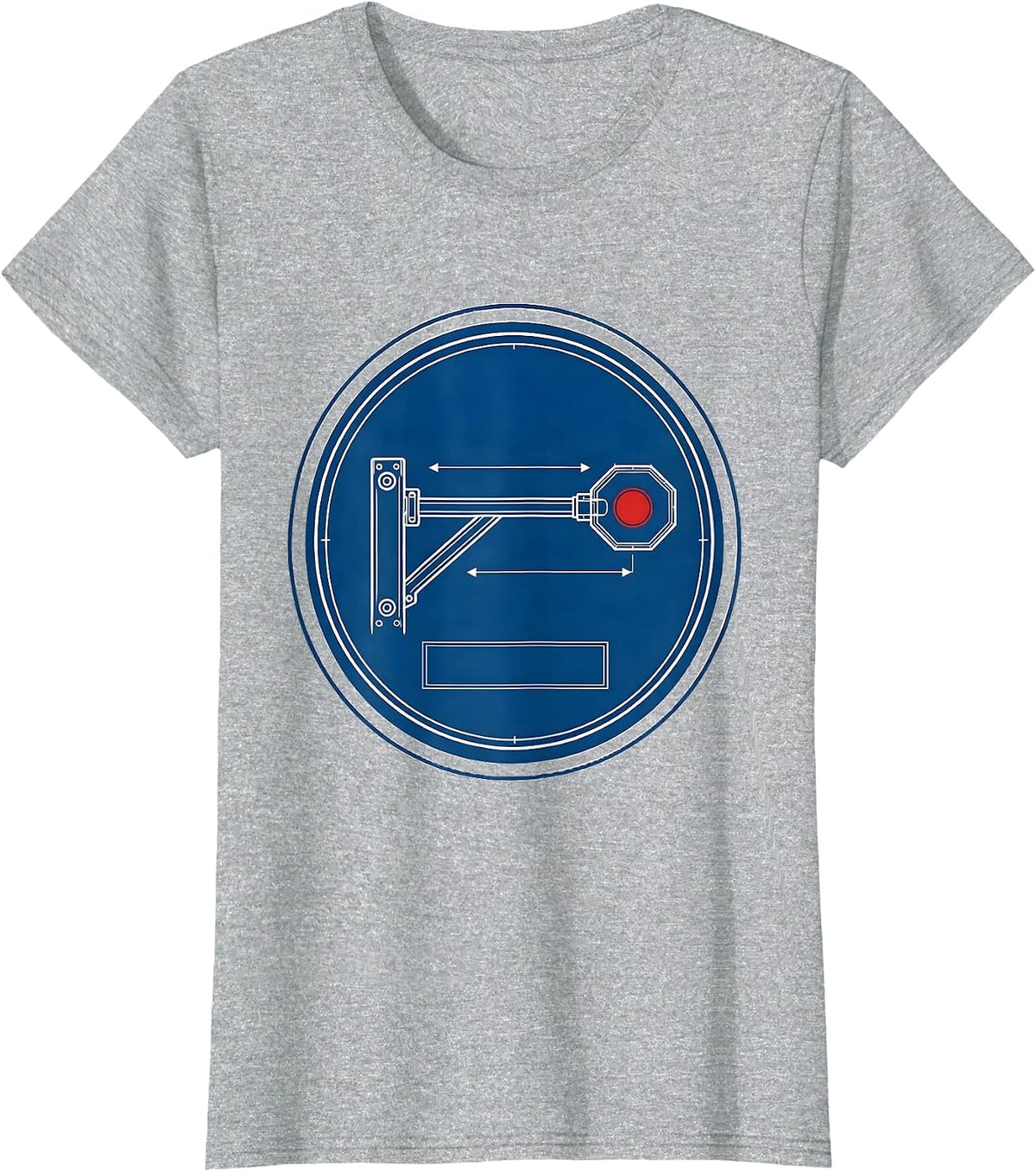 School Bus Stop Arm Technical Blueprint Driver Appreciation T-Shirt - Heather Grey