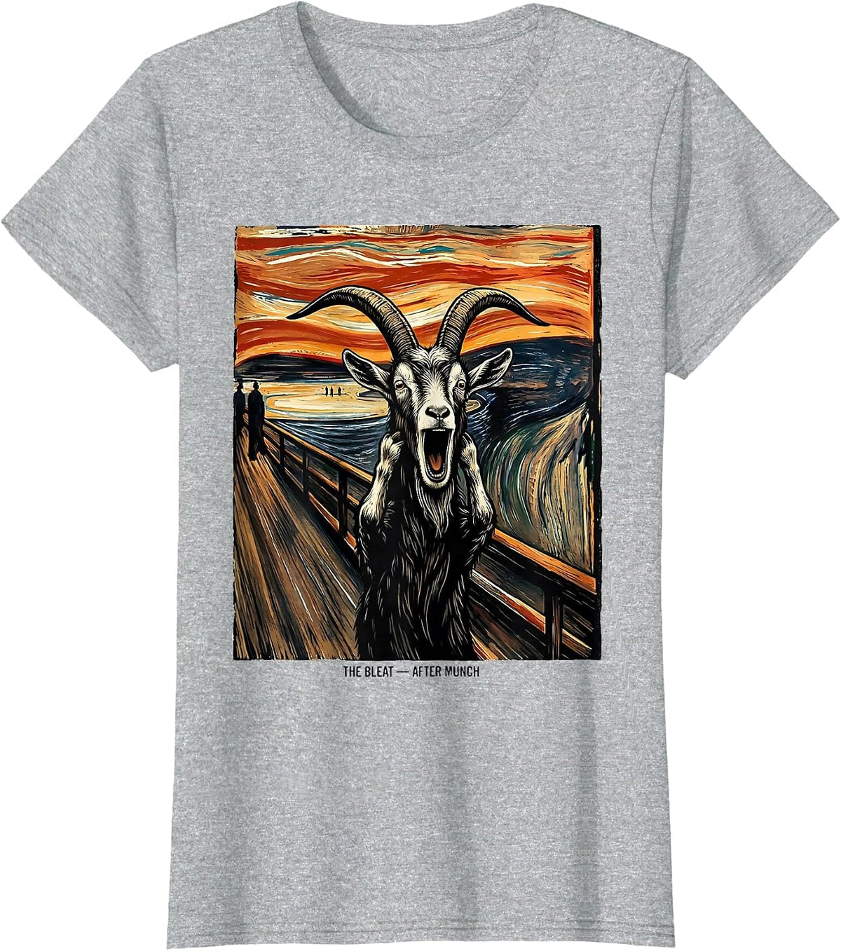 The Bleat — After Munch Linocut Art Lover Vintage Painting T-Shirt - Heather Grey