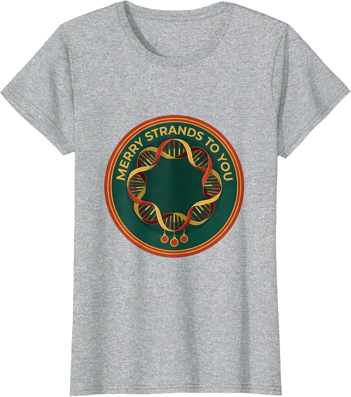 Merry Strands To You Funny Science Teacher DNA Helix T-Shirt - Heather Grey