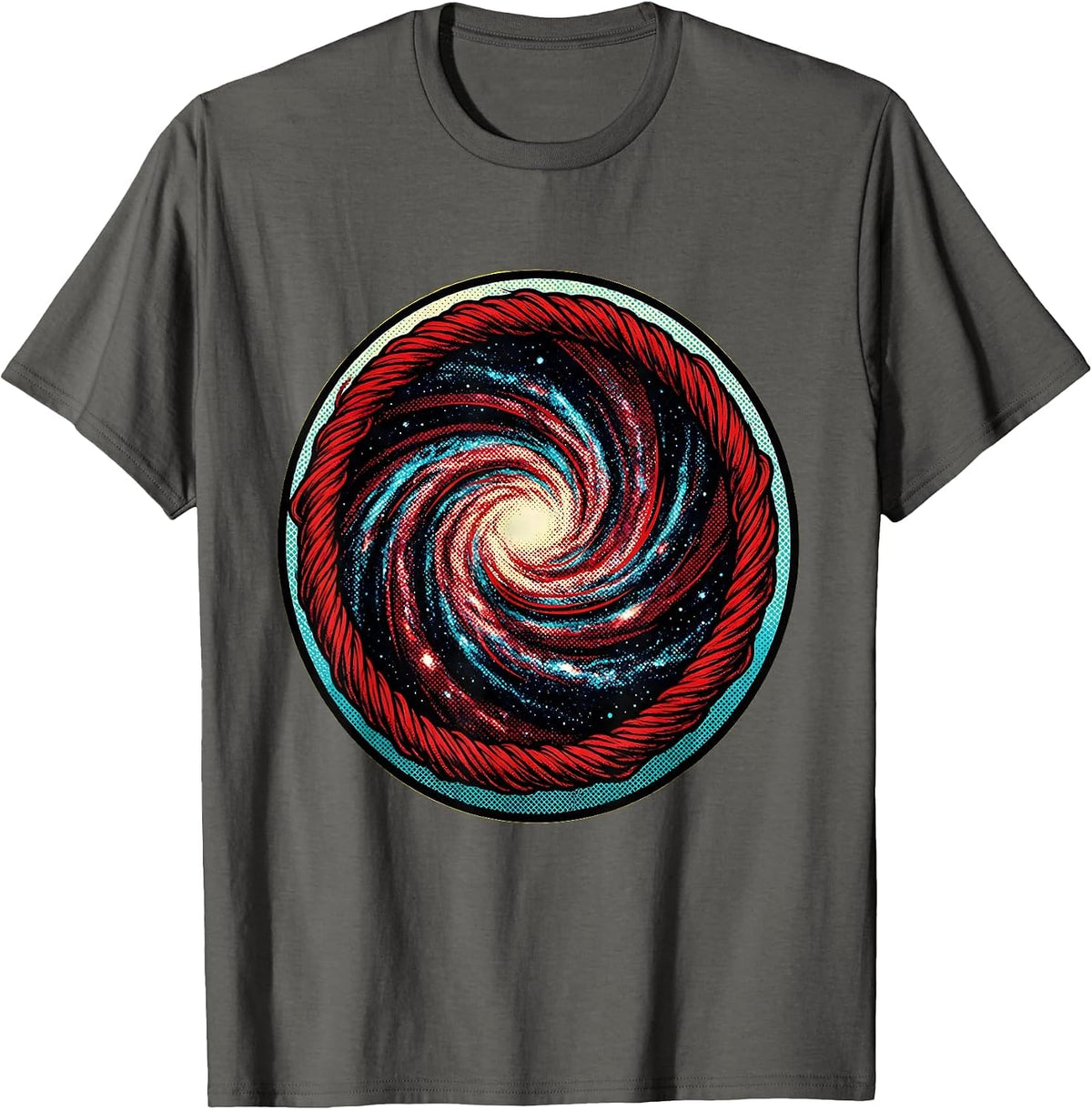 Men's Baseball Unraveling Into Galaxy Spiral Art T-Shirt - Asphalt Grey