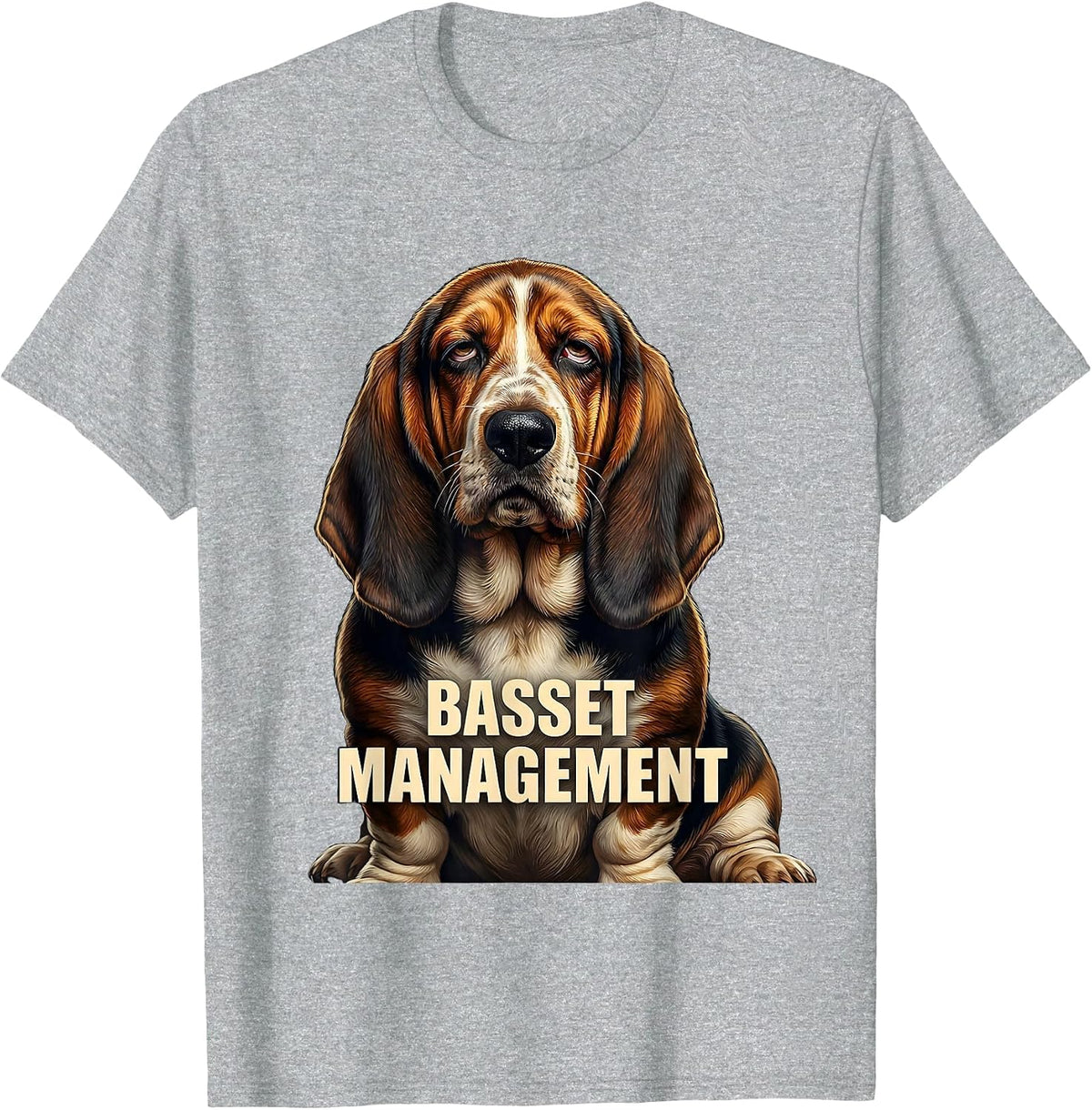 Men's Basset Management Funny Basset Hound Owner Dog Lover Gift T-Shirt - Heather Grey