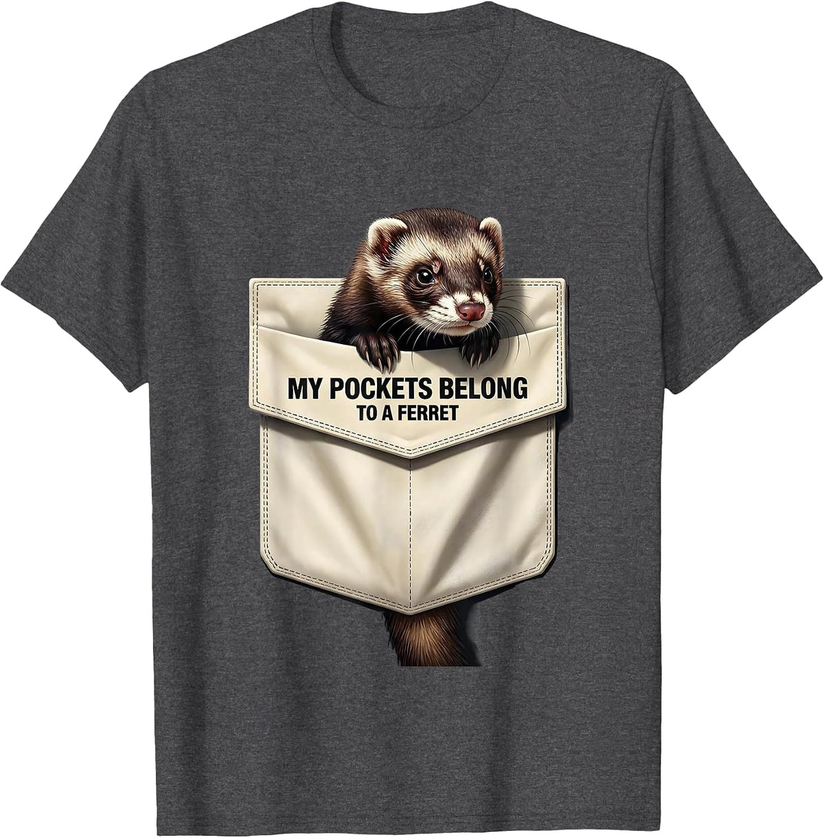 Men's My Pockets Belong To A Ferret Funny Ferret Lover Christmas T-Shirt - Dark Heather Grey